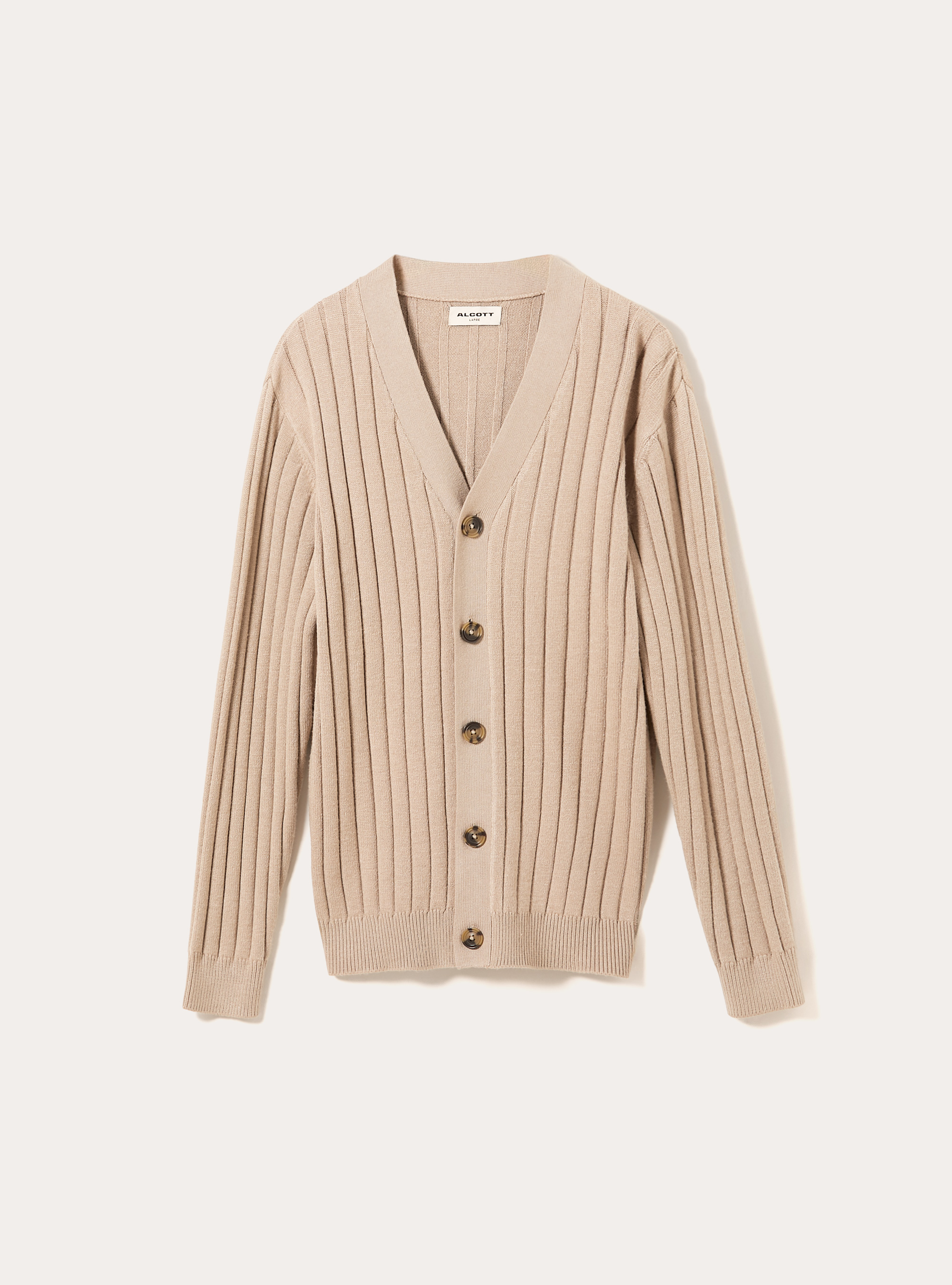 Cardigan  in rib, BG2 BEIGE MEDIUM