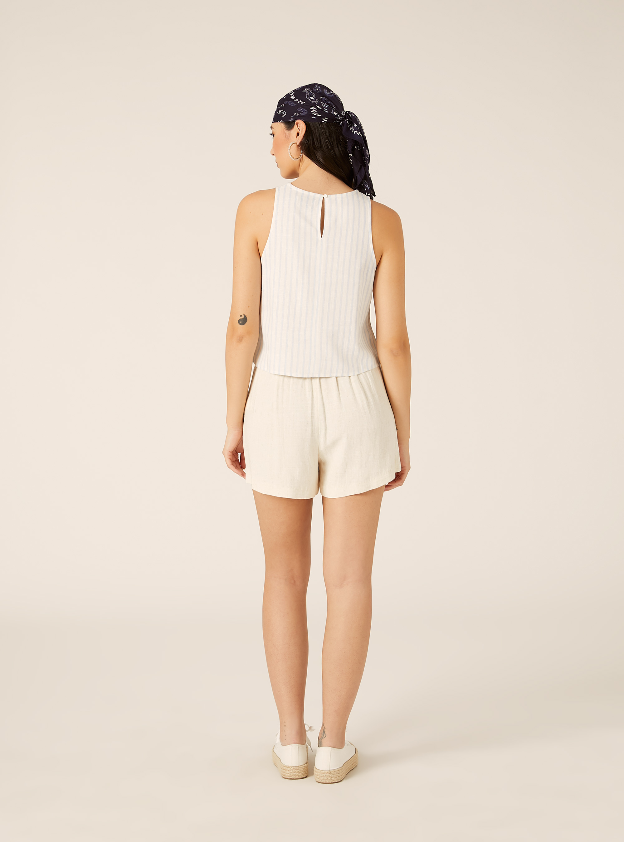 Canotta basic in misto lino, STR5 RIGA AZZURRA