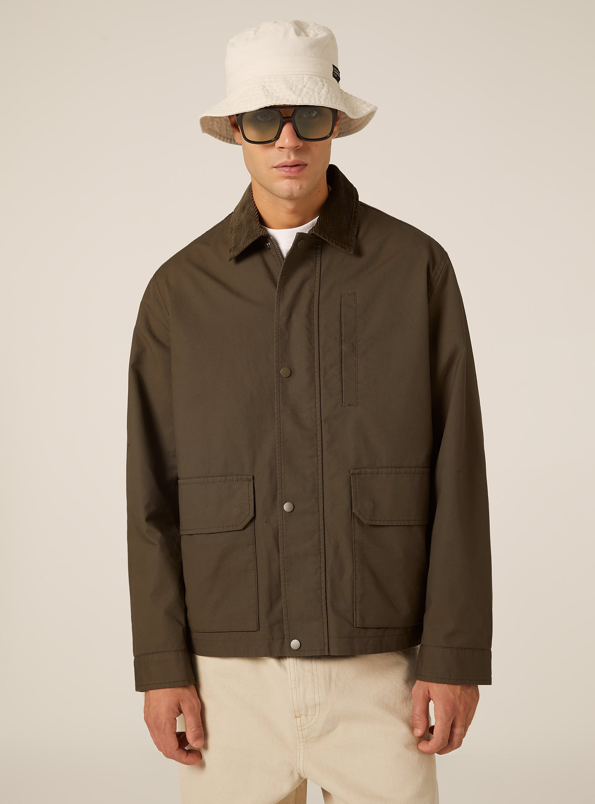 Boxy fit canvas jacket, KY1 KAKY DARK