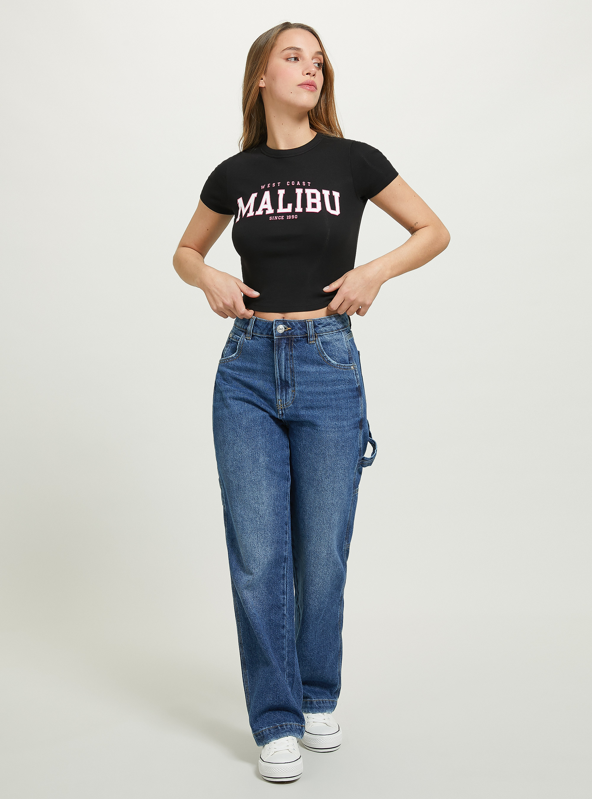 T-shirt court avec imprim&eacute; universitaire, BK1 BLACK