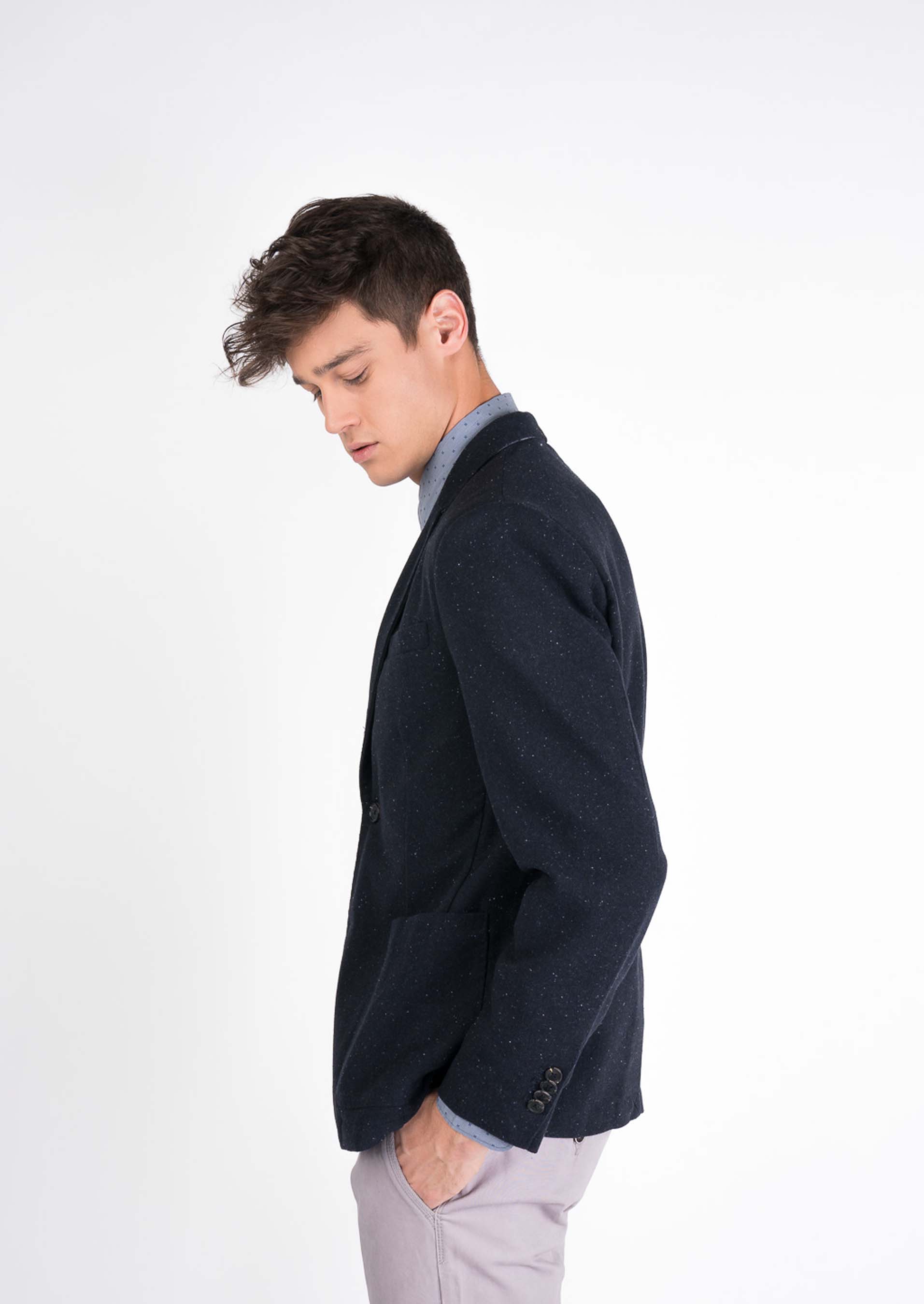 Giacca in twill, BLU MARINO