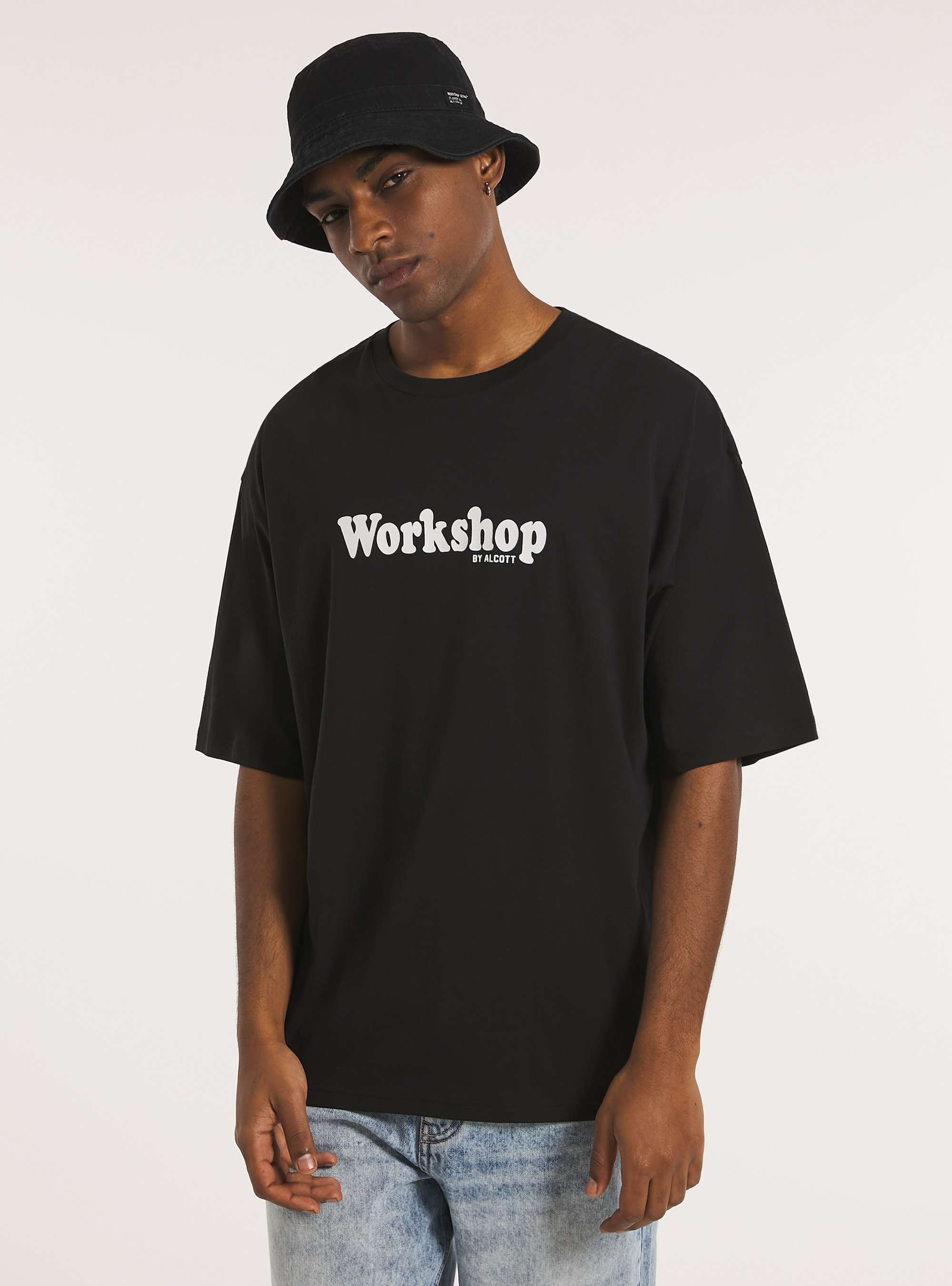 Camiseta oversize con logotipo, BK1 BLACK
