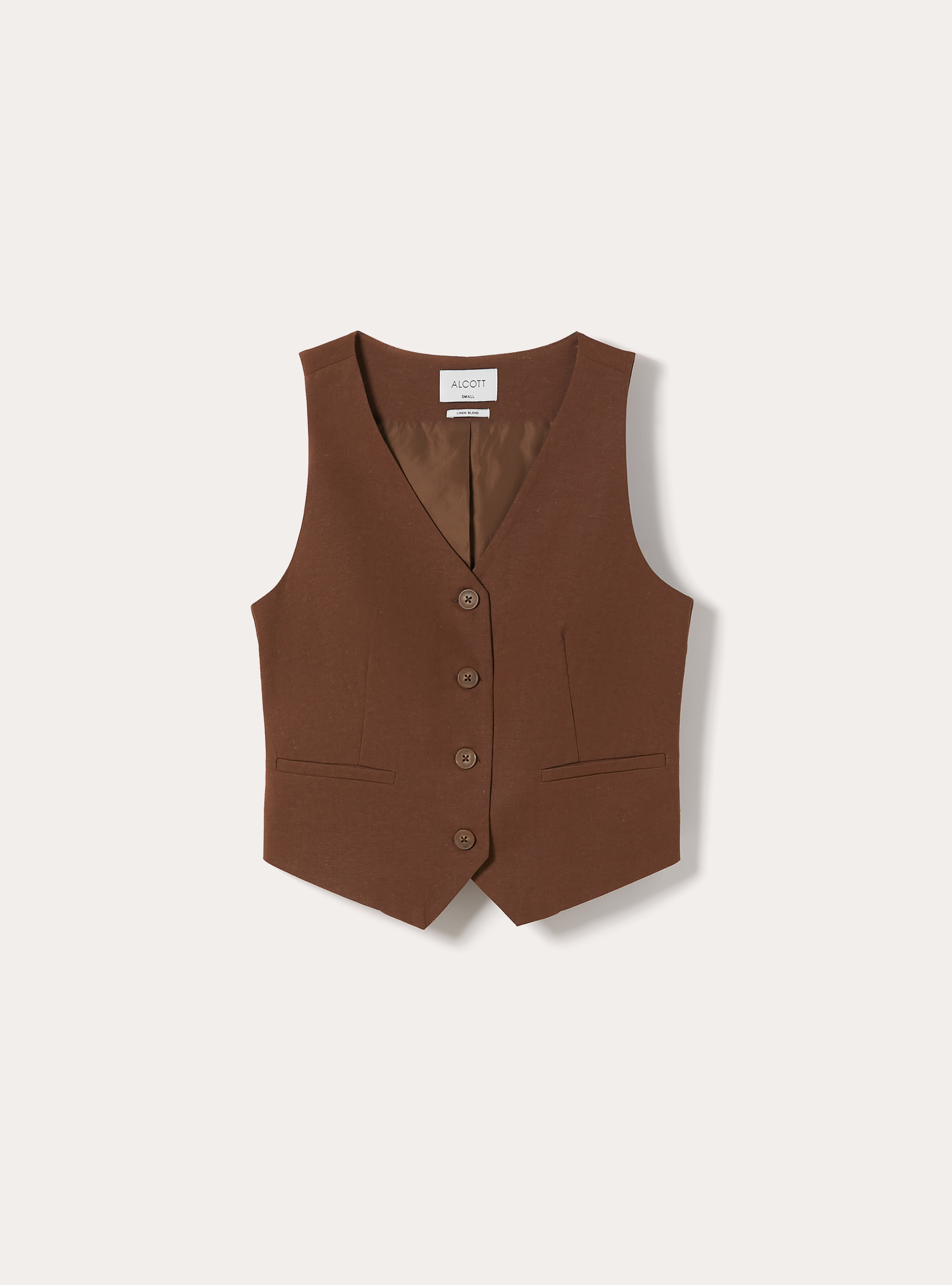 Chaleco en mezcla de lino, BR2 BROWN MEDIUM