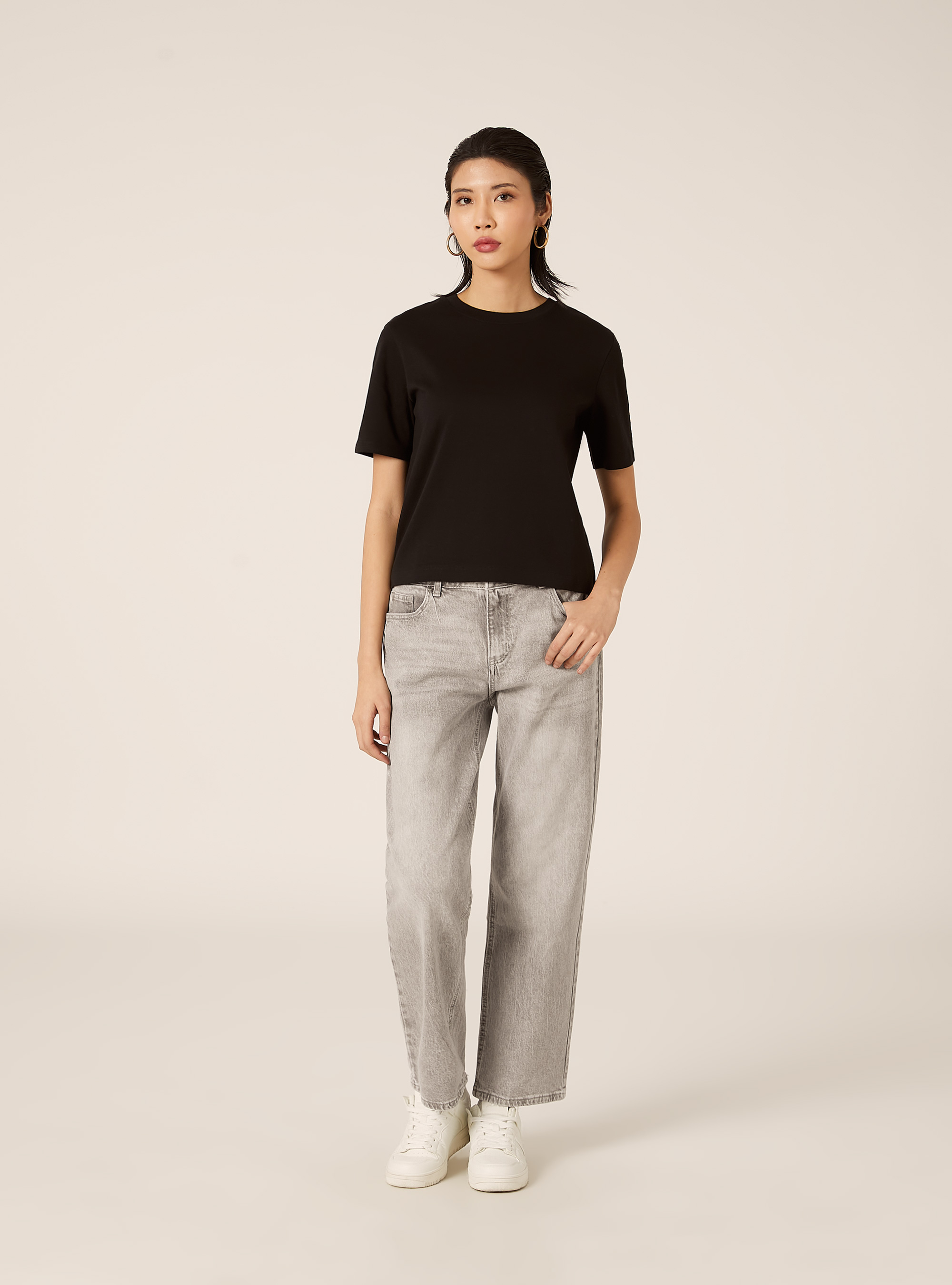 T-shirt regular in interlock, BK1 BLACK