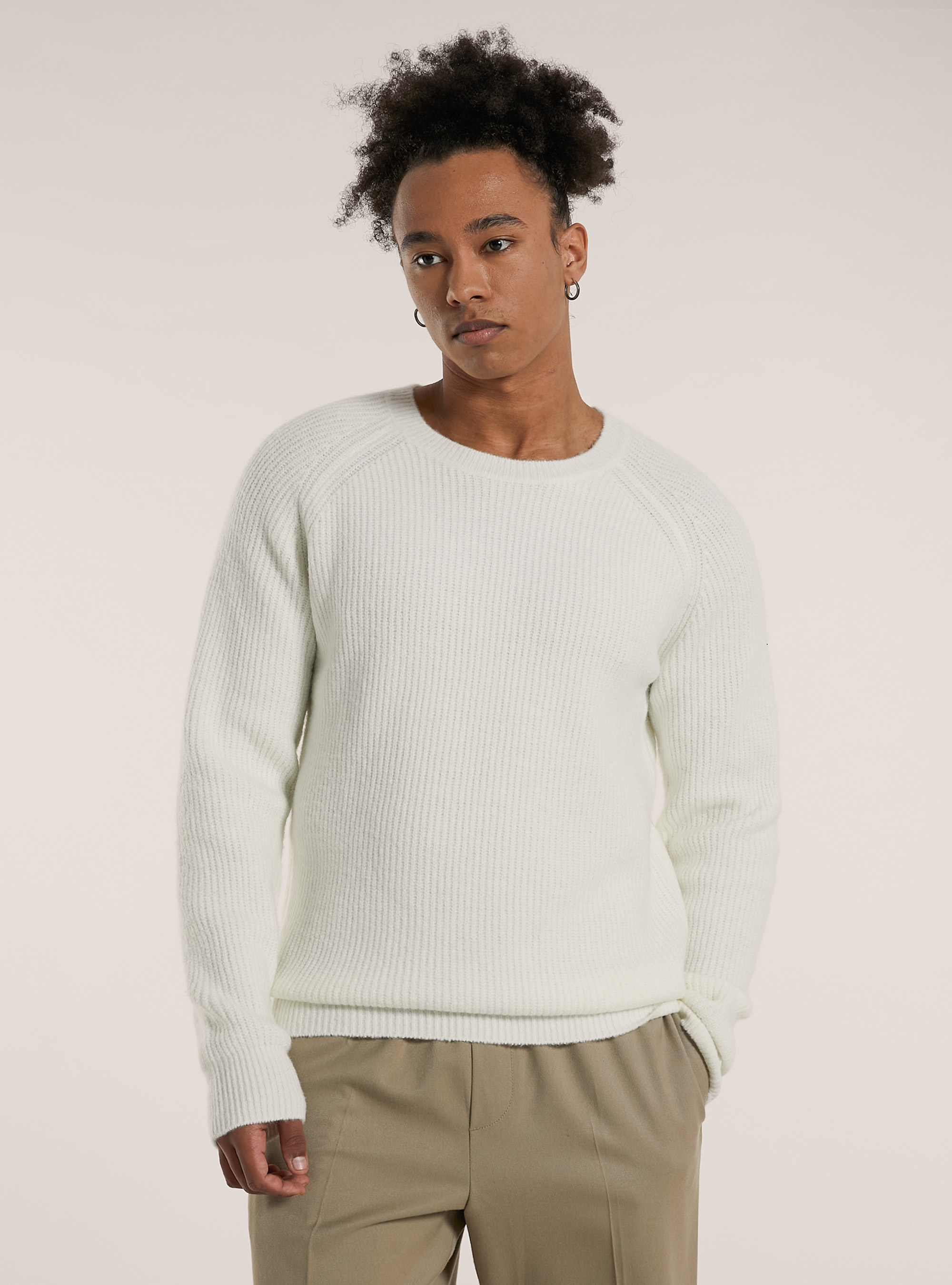 Jersey de canalé inglés en mezcla de lana, WH2 WHITE