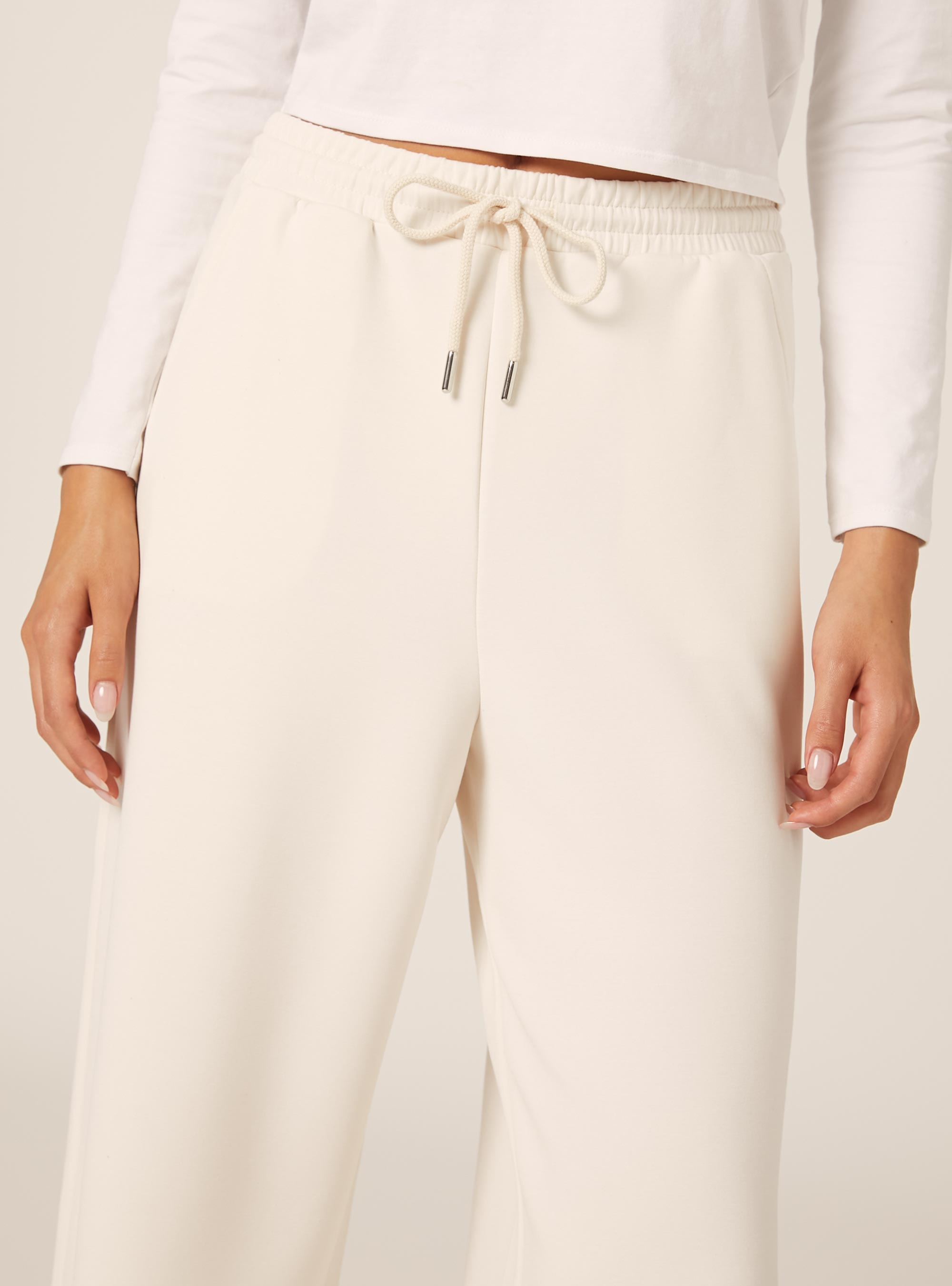 Soft touch wide leg joggers, CR3 CREAM LIGHT
