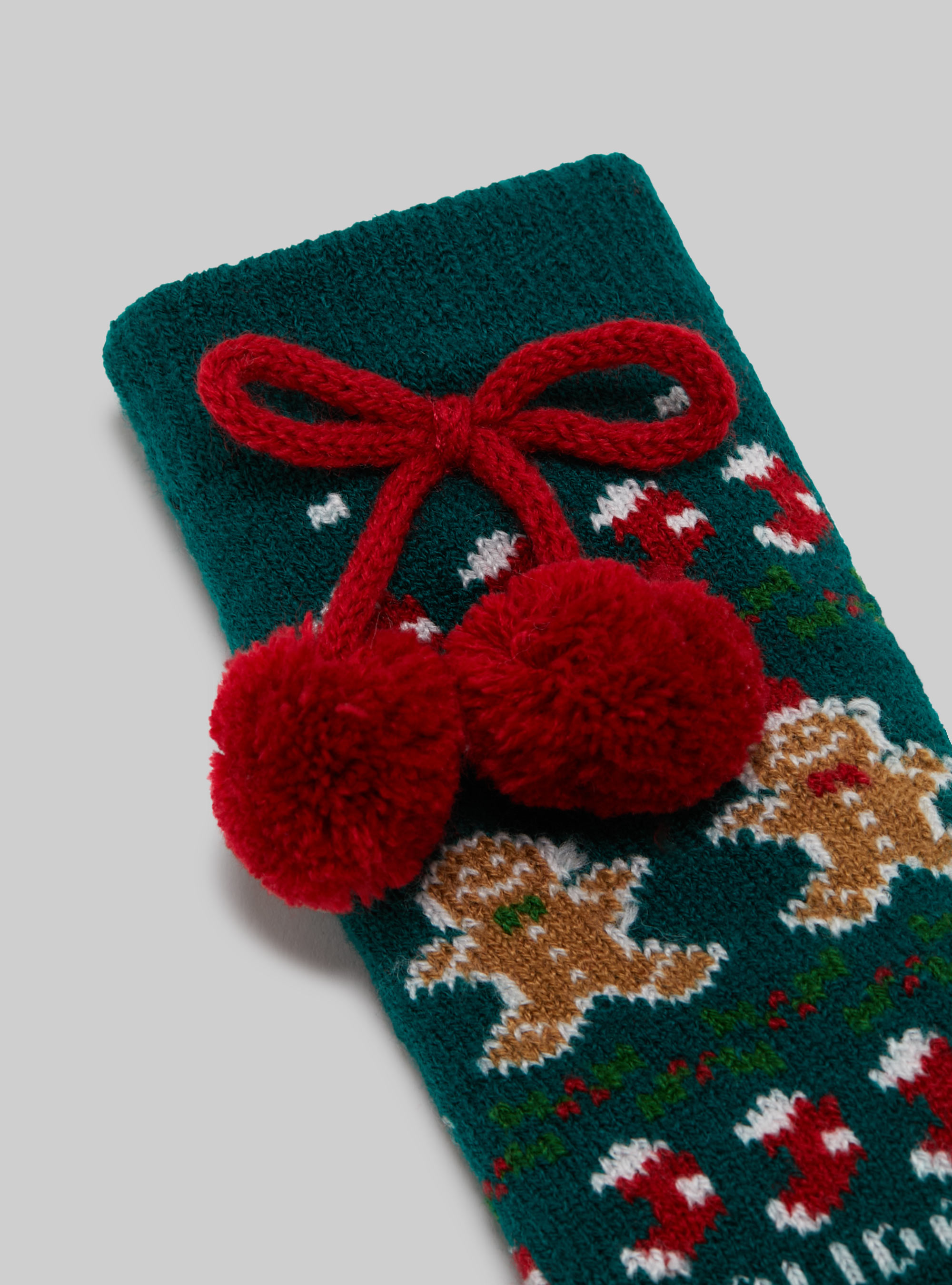 Calzini natalizi con pon pon, GN1 GREEN DARK