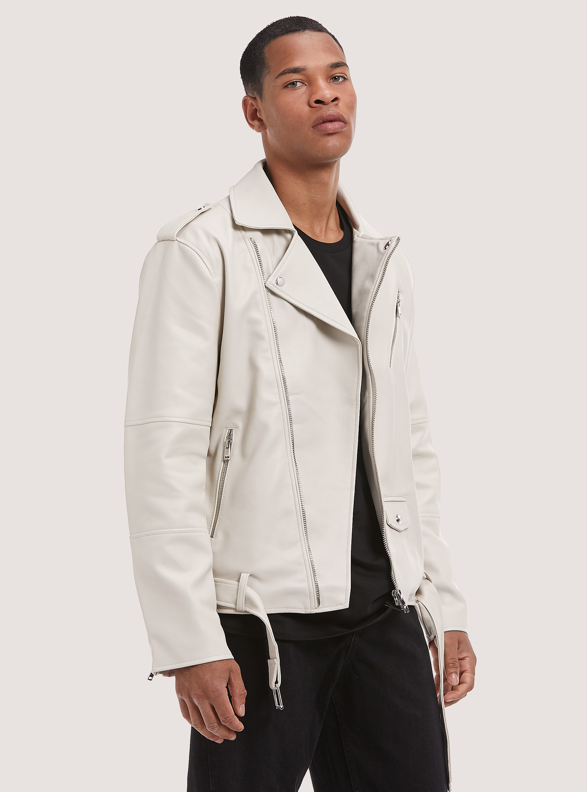 Faux leather studded jacket, WH2 WHITE