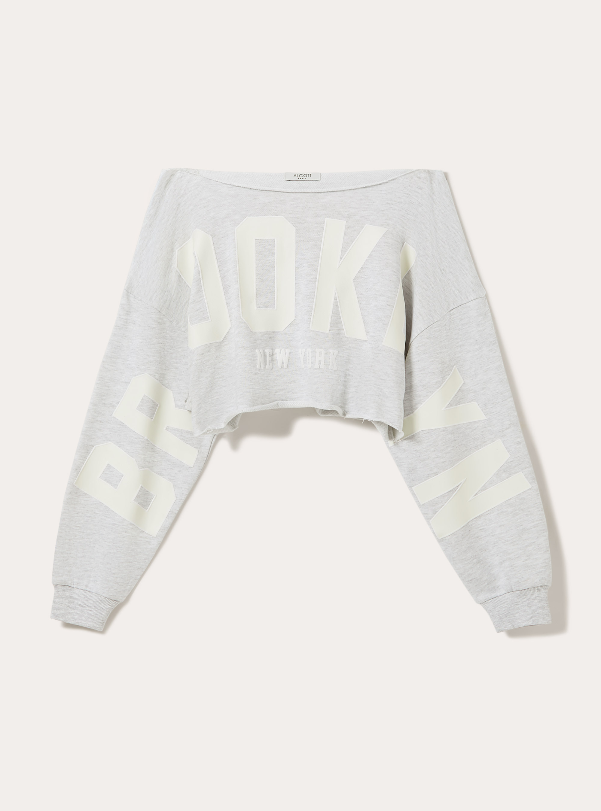 Sweatshirt court aux &eacute;paules d&eacute;nud&eacute;es, MGY3 GREY MEL LIGHT