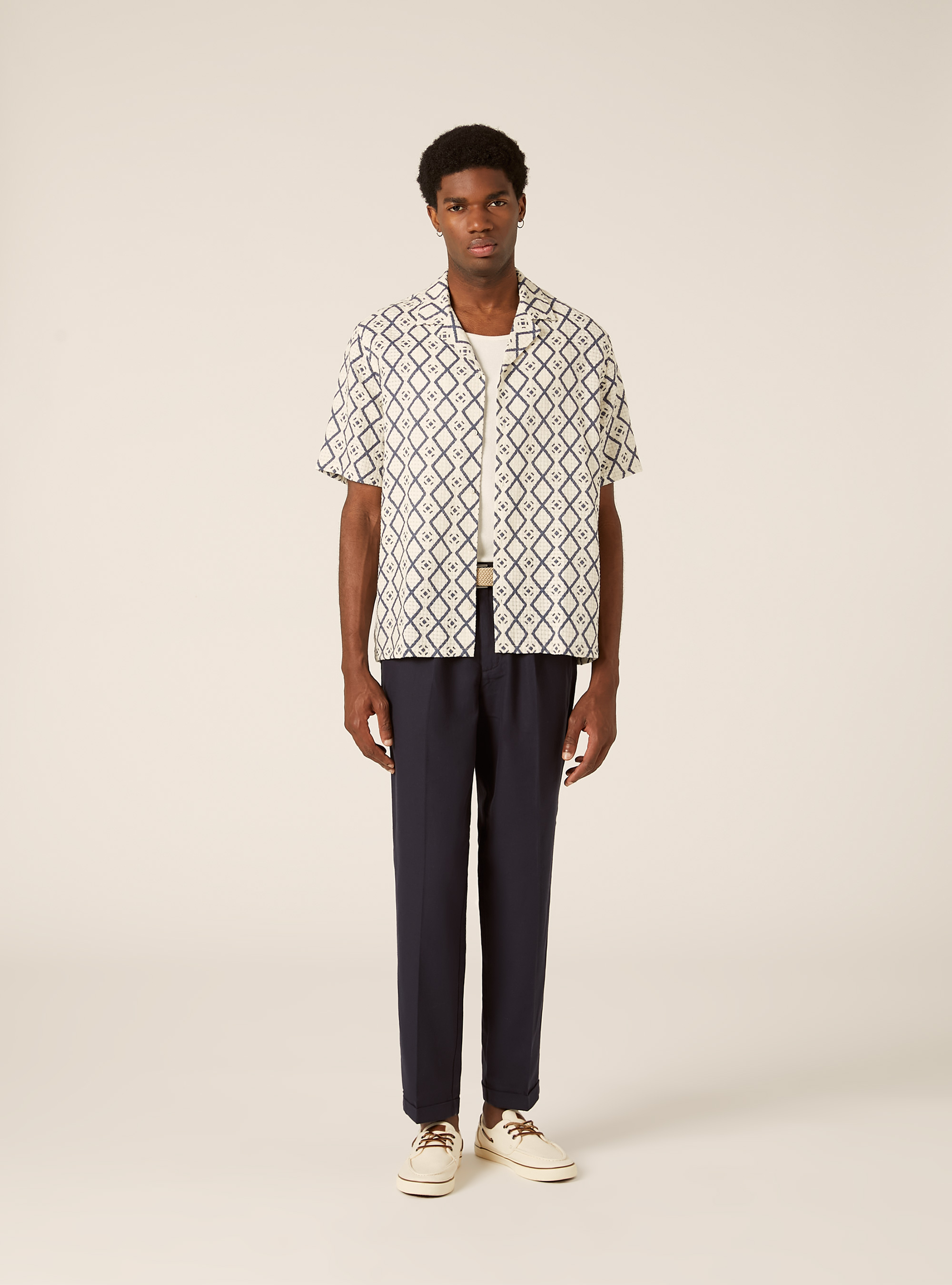 Chemise textur&eacute;e imprim&eacute;e boxy fit, CR3 CREAM LIGHT