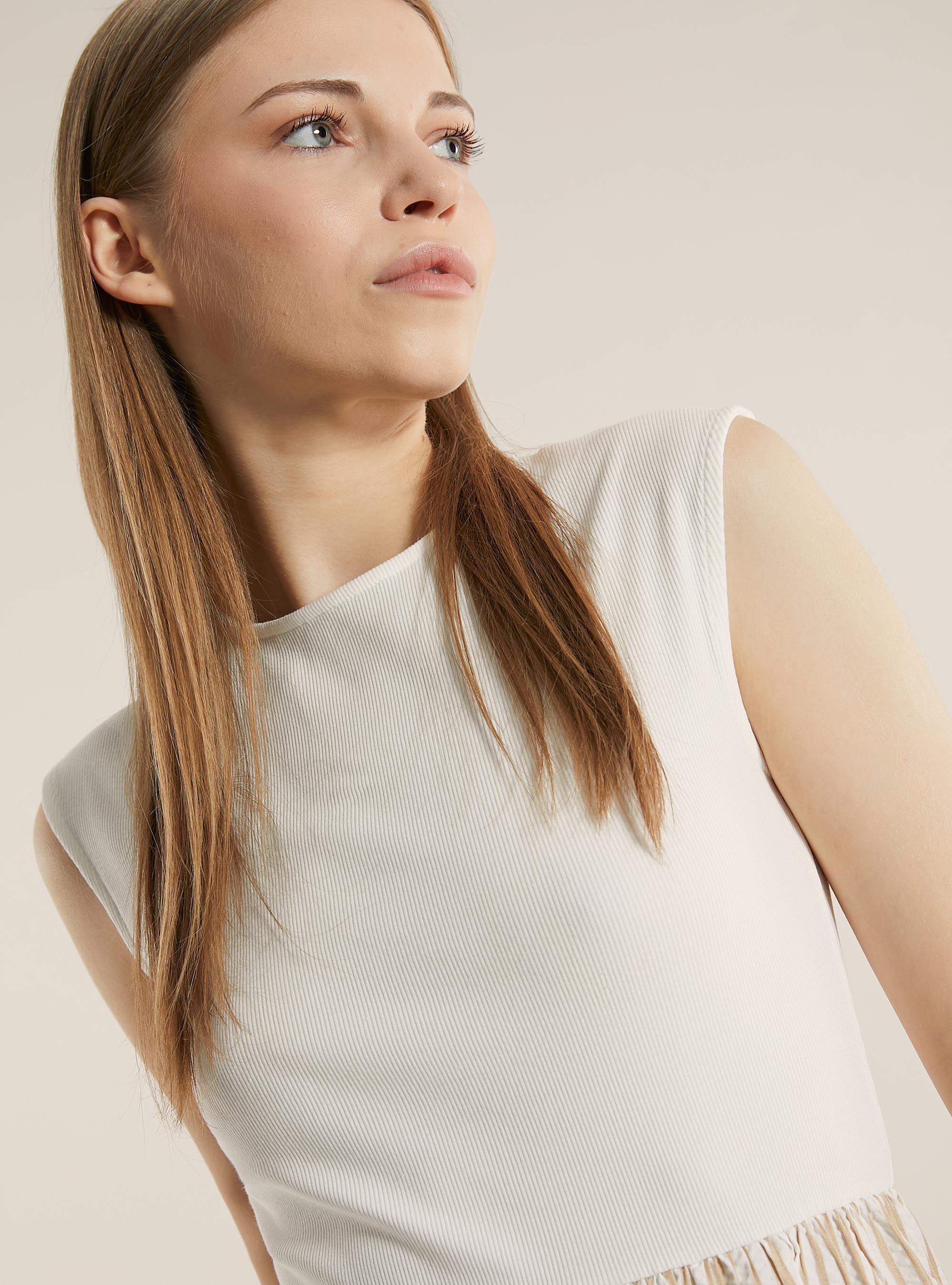 Combined midi dress, WH1 OFF WHITE