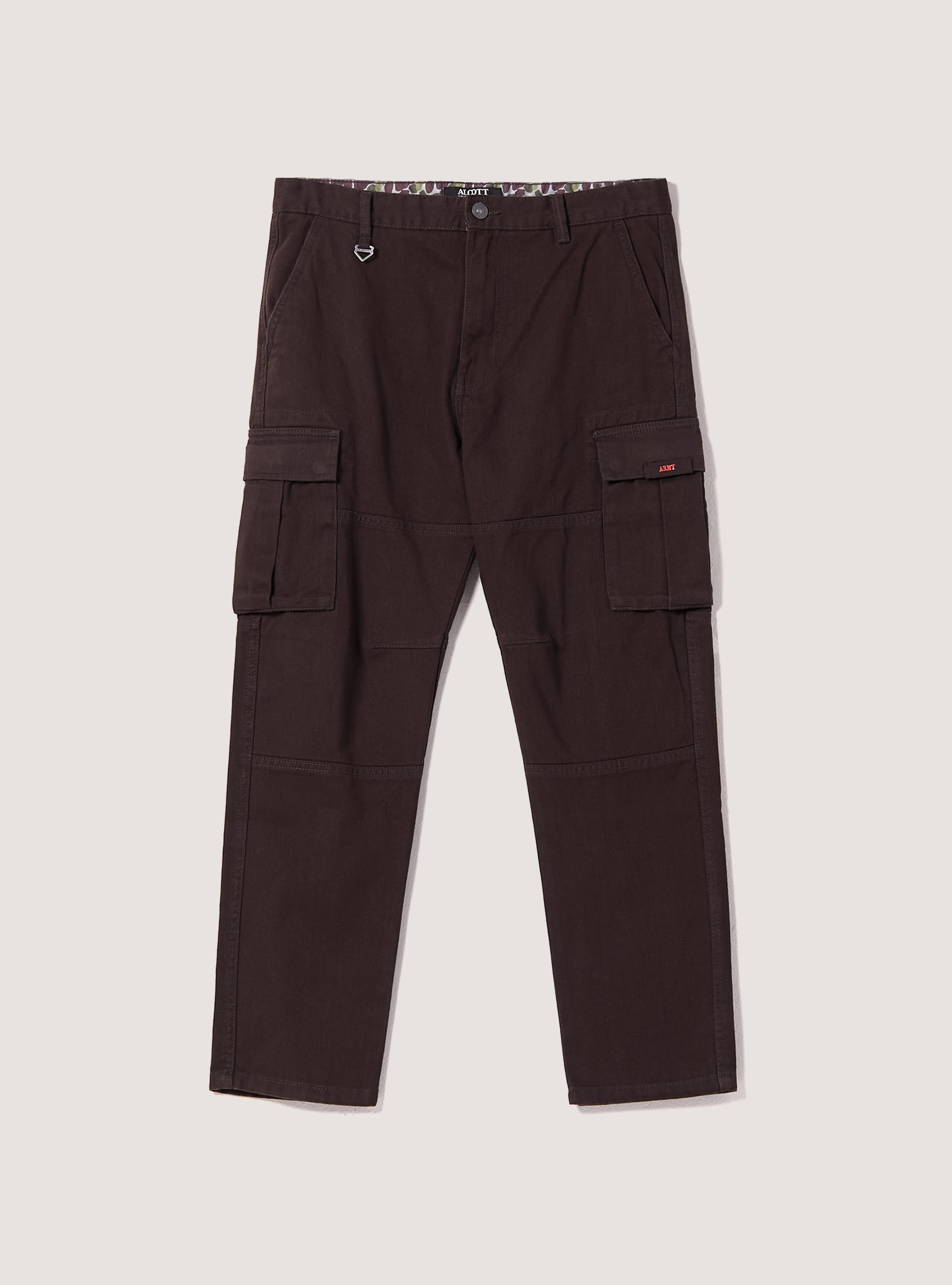 Army twill cargo trousers, BR1 BROWN DARK