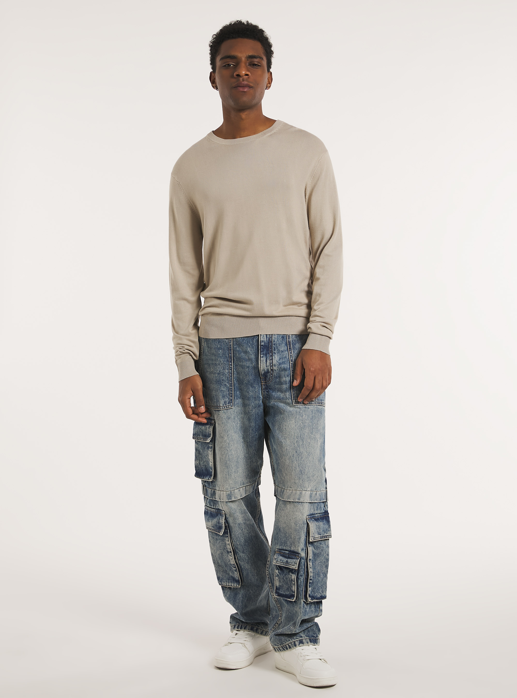 Round-neck pullover made of sustainable viscose Ecovero, BG2 BEIGE MEDIUM