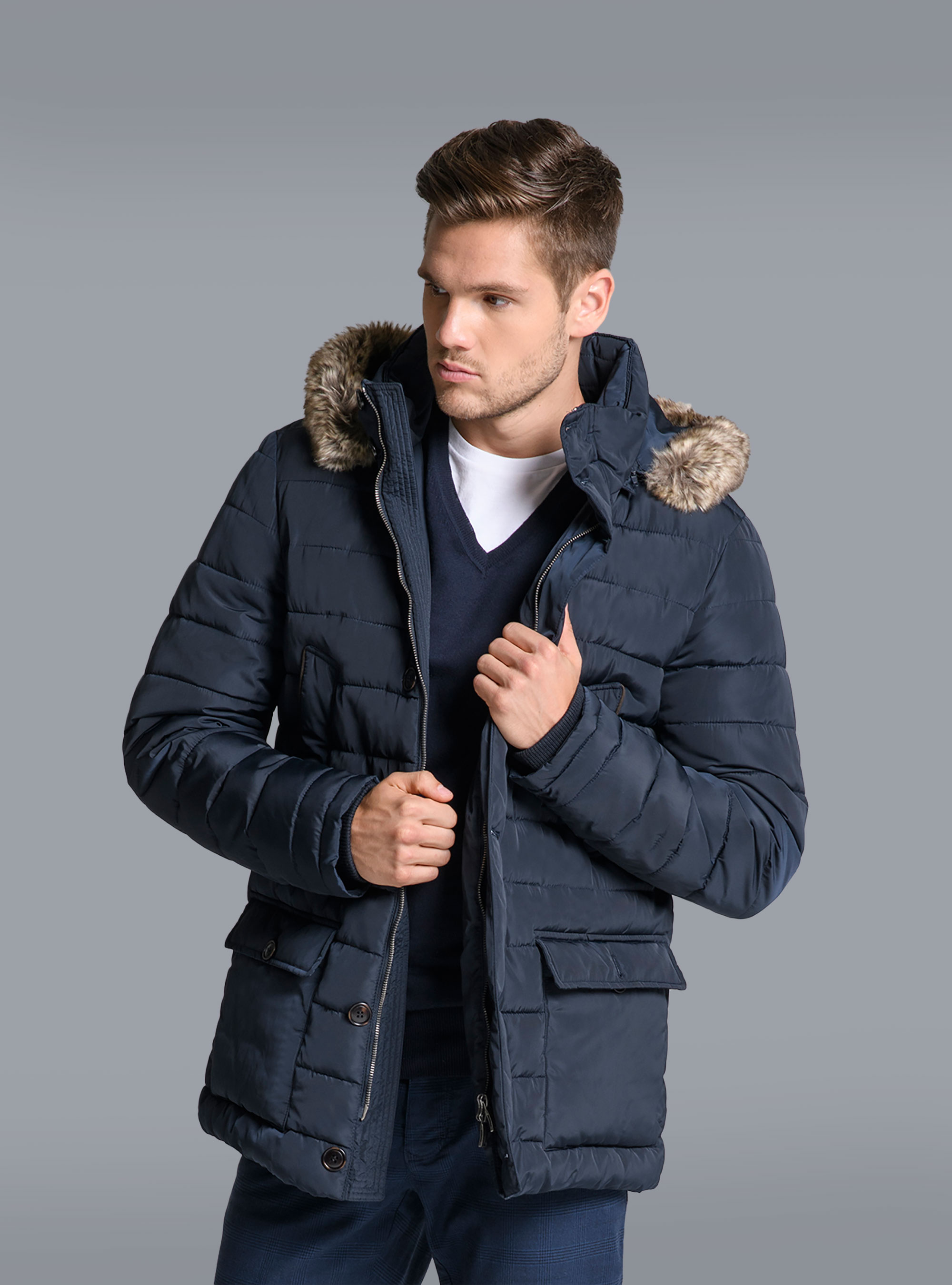 Maglia con collo a V, BLUE NAVY