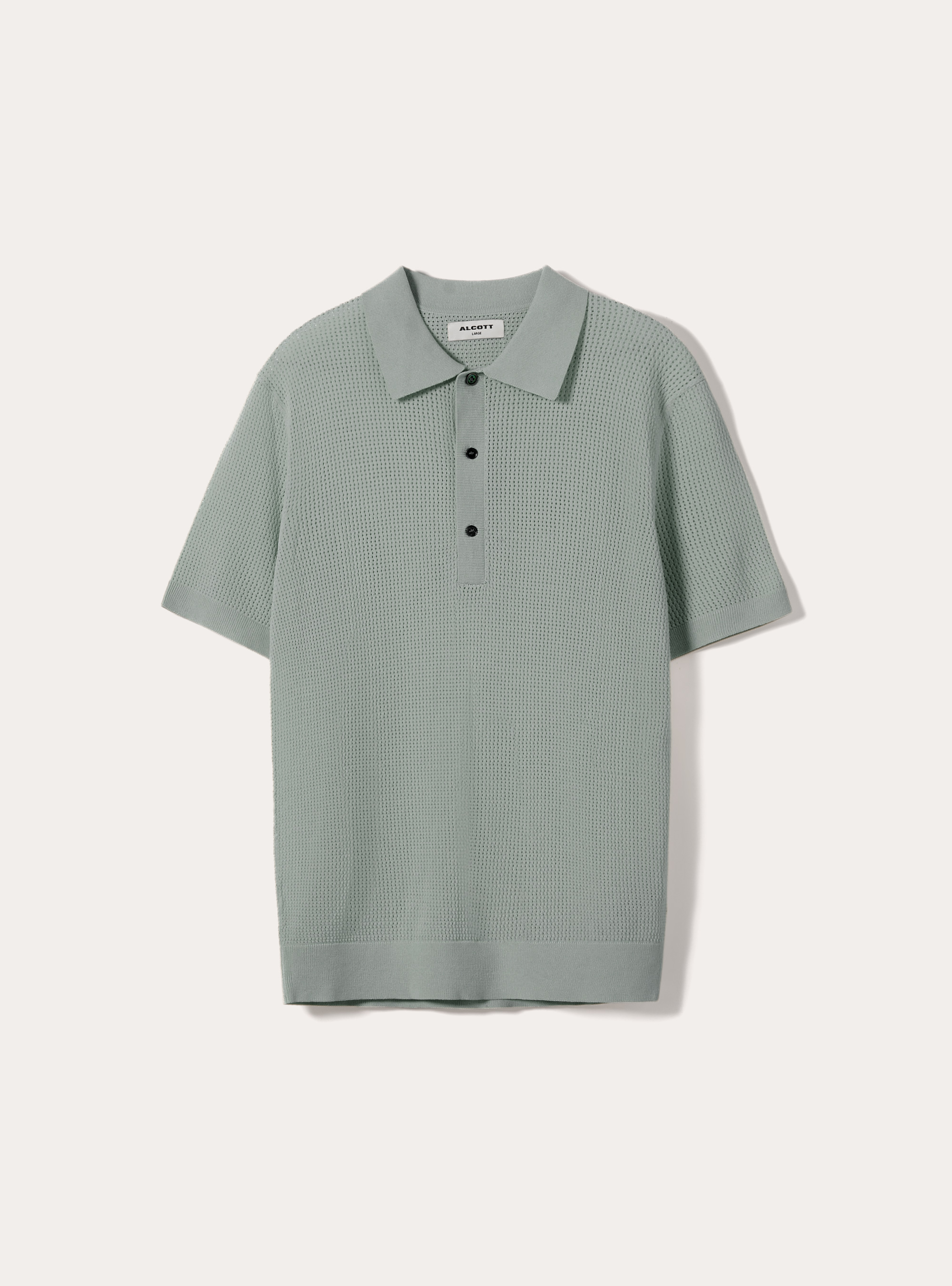 Maglia polo in crochet in misto viscosa, SG3 SAGE LIGHT