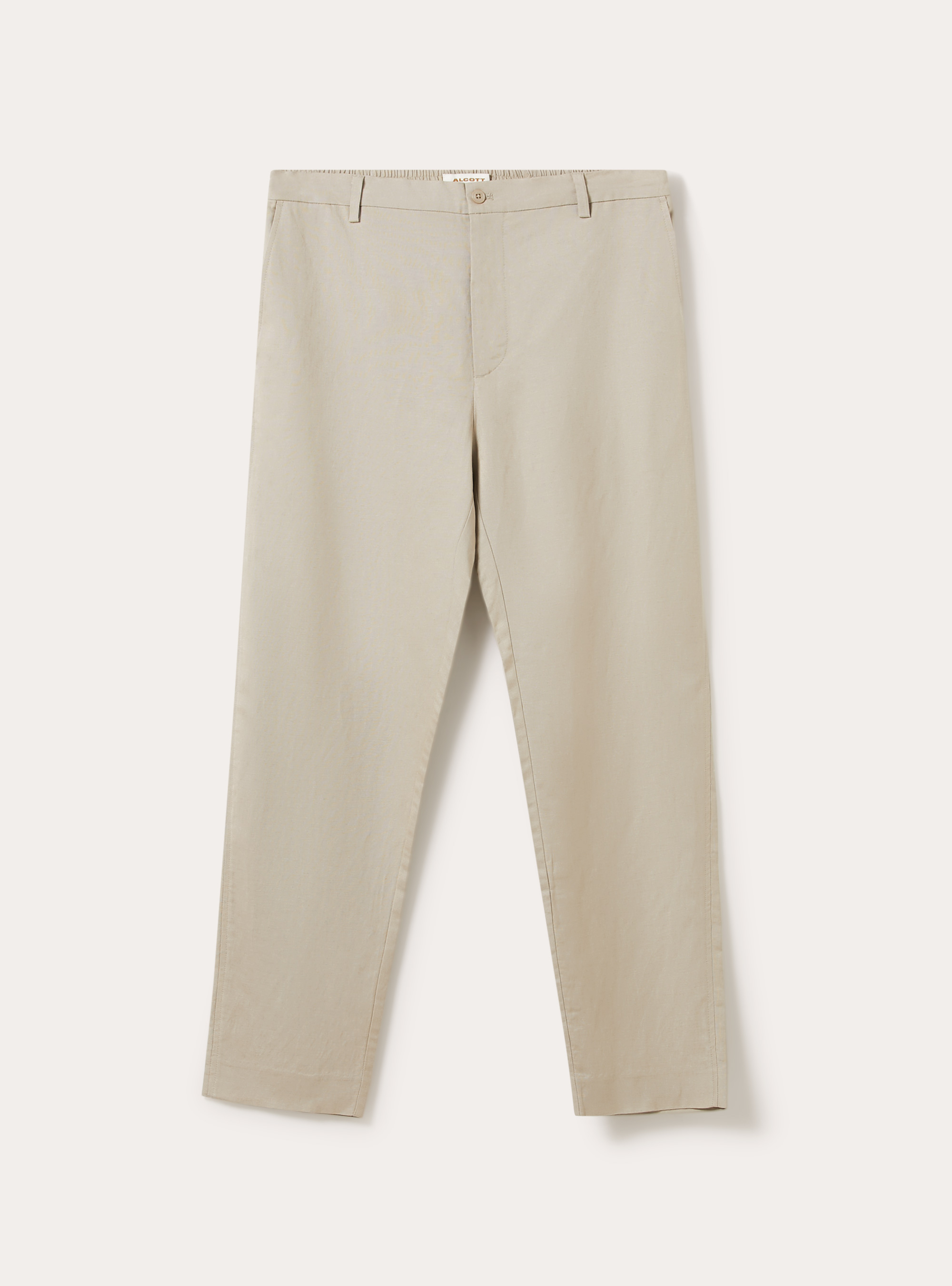 Pantaloni misto lino con coulisse interna, BG2 BEIGE MEDIUM
