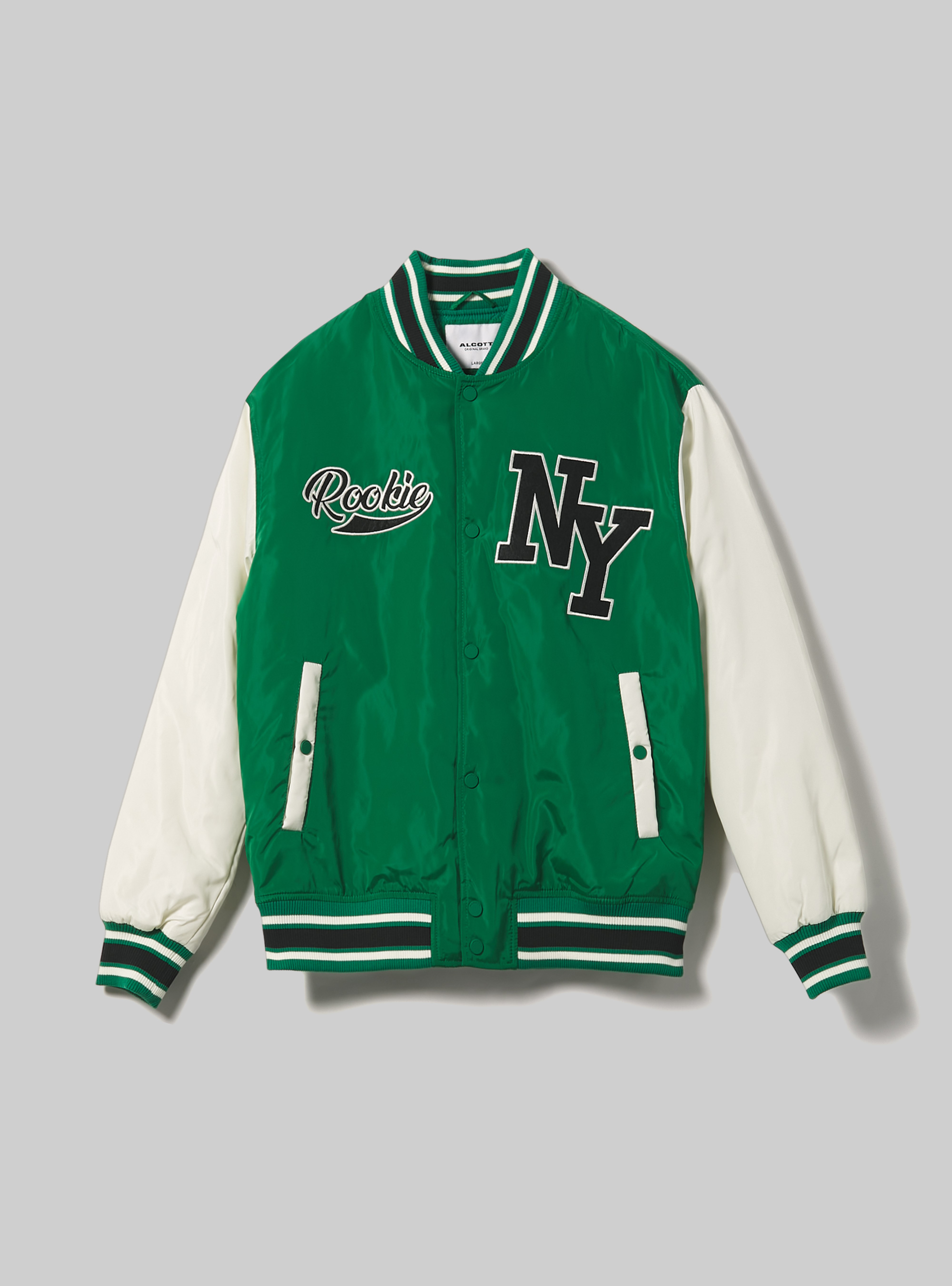College-style bomber jacket with recycled padding, GN2 GREEN MEDIUM