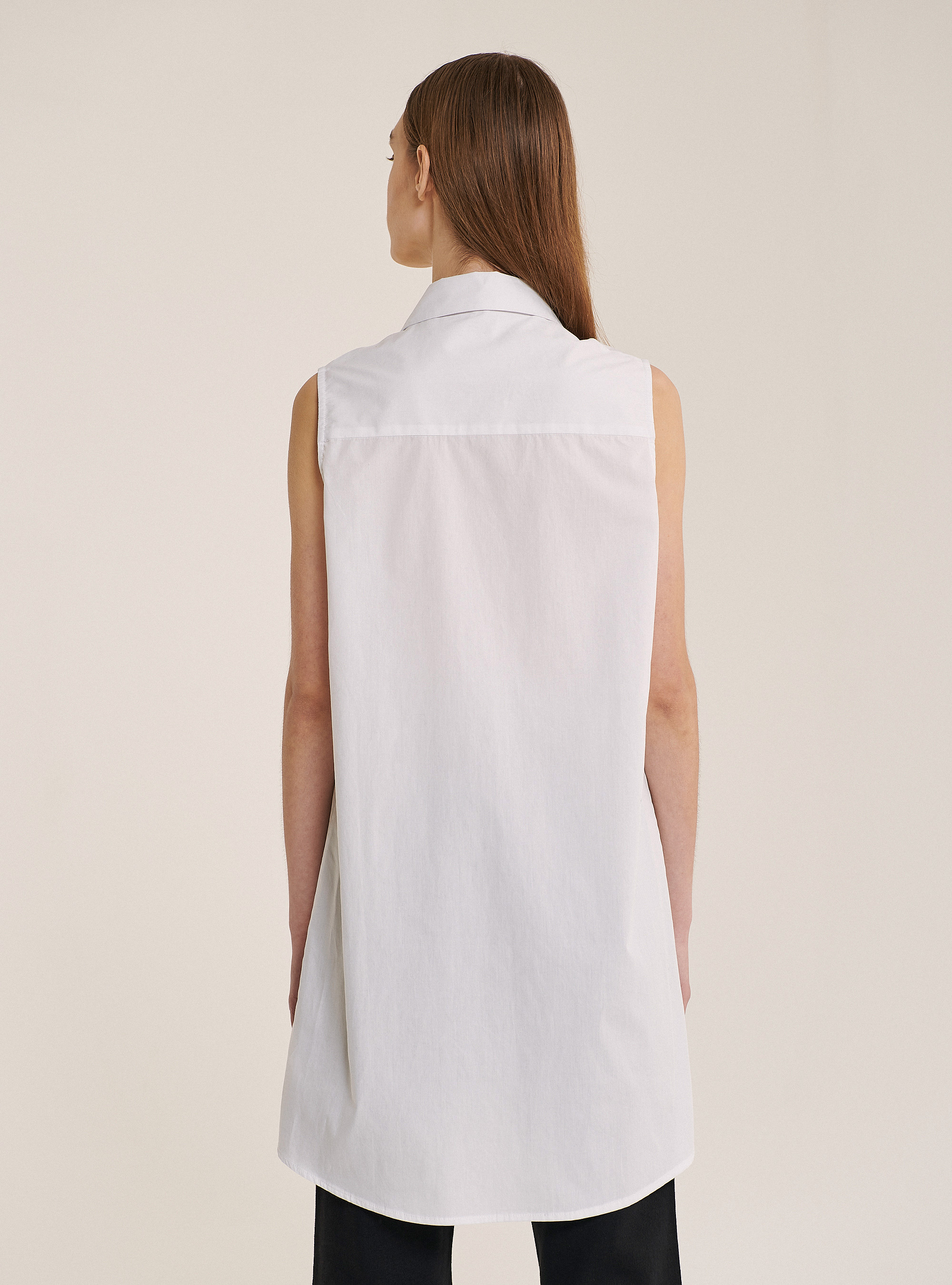Oversized sleeveless shirt, WHITE