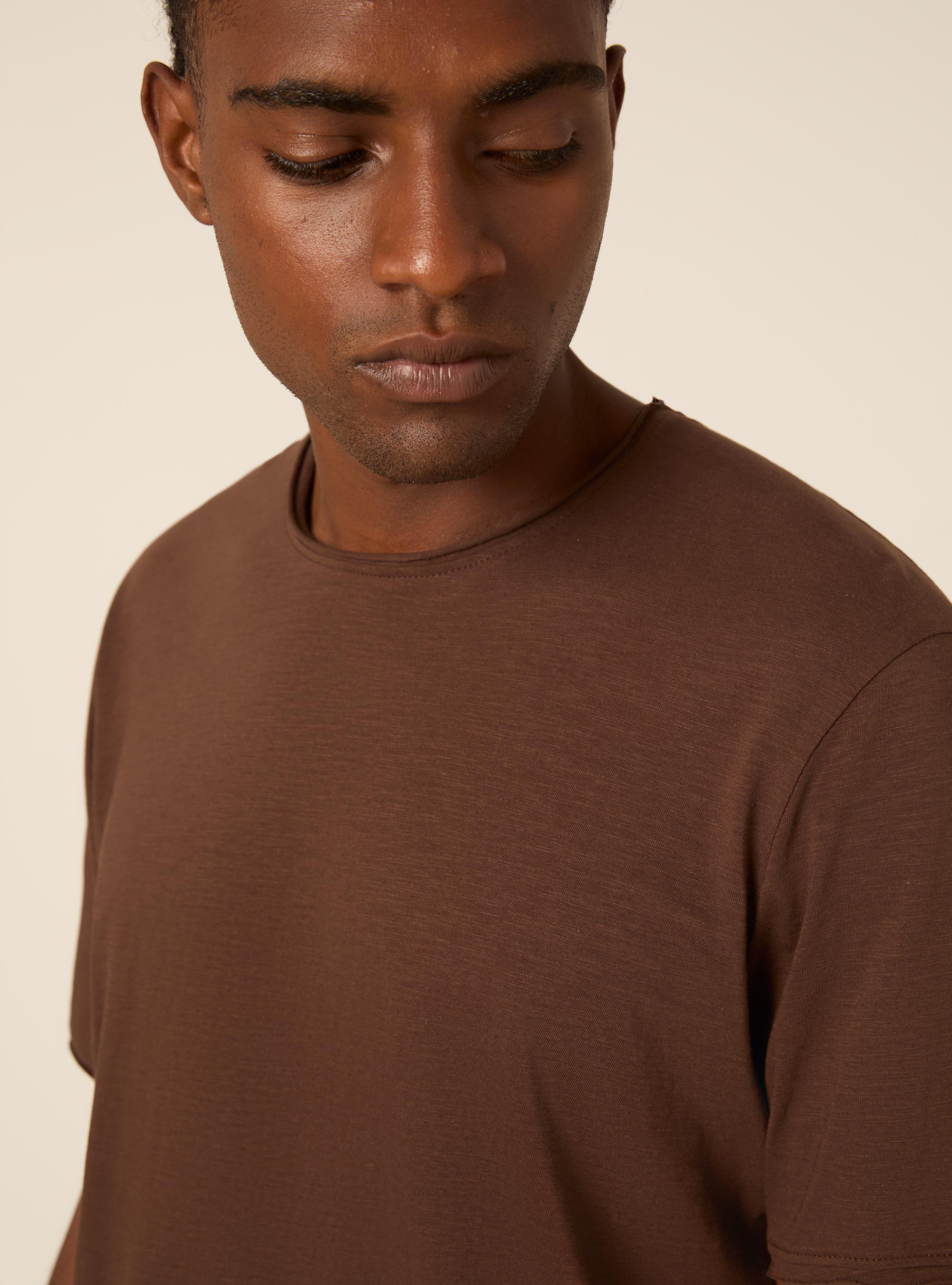 T-shirt slub tinta unita, BR2 BROWN MEDIUM