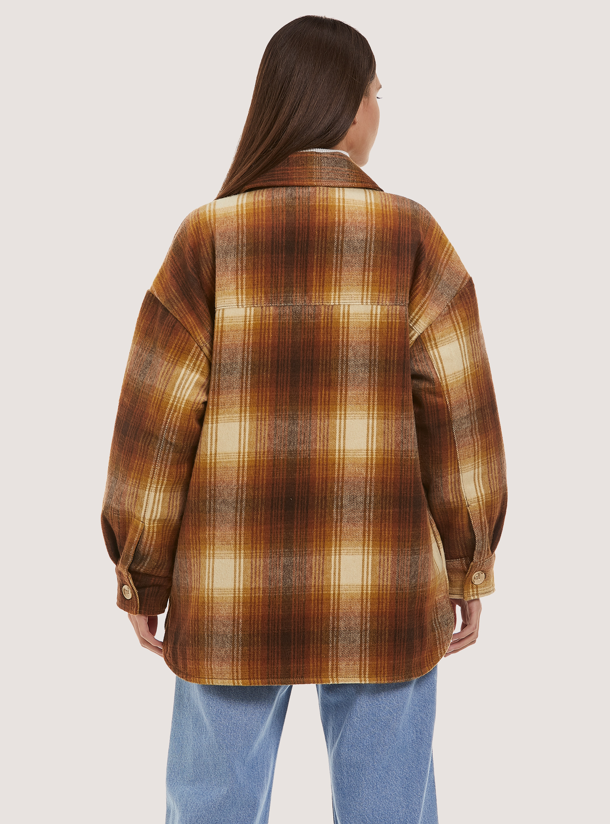 Giacca camicia a quadri, BG2 BEIGE MEDIUM