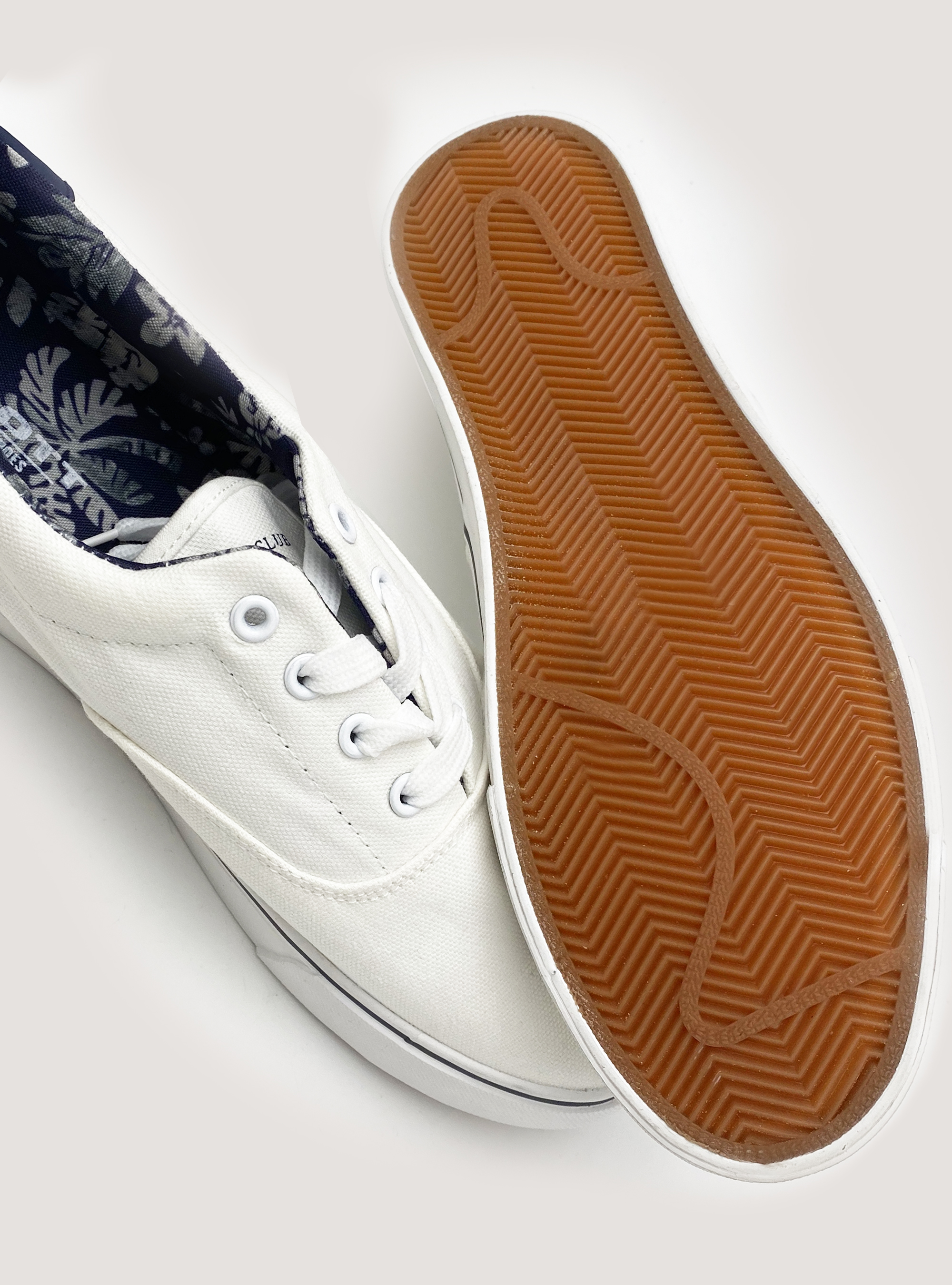 Sneakers in canvas con interno florelae, BIANCO