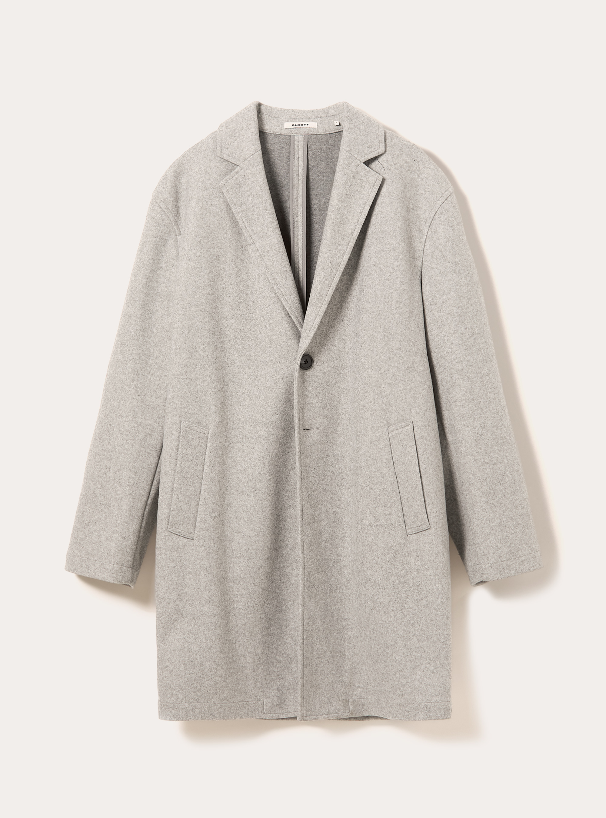 Unlined single-breasted coat, MGY3 GREY MEL LIGHT