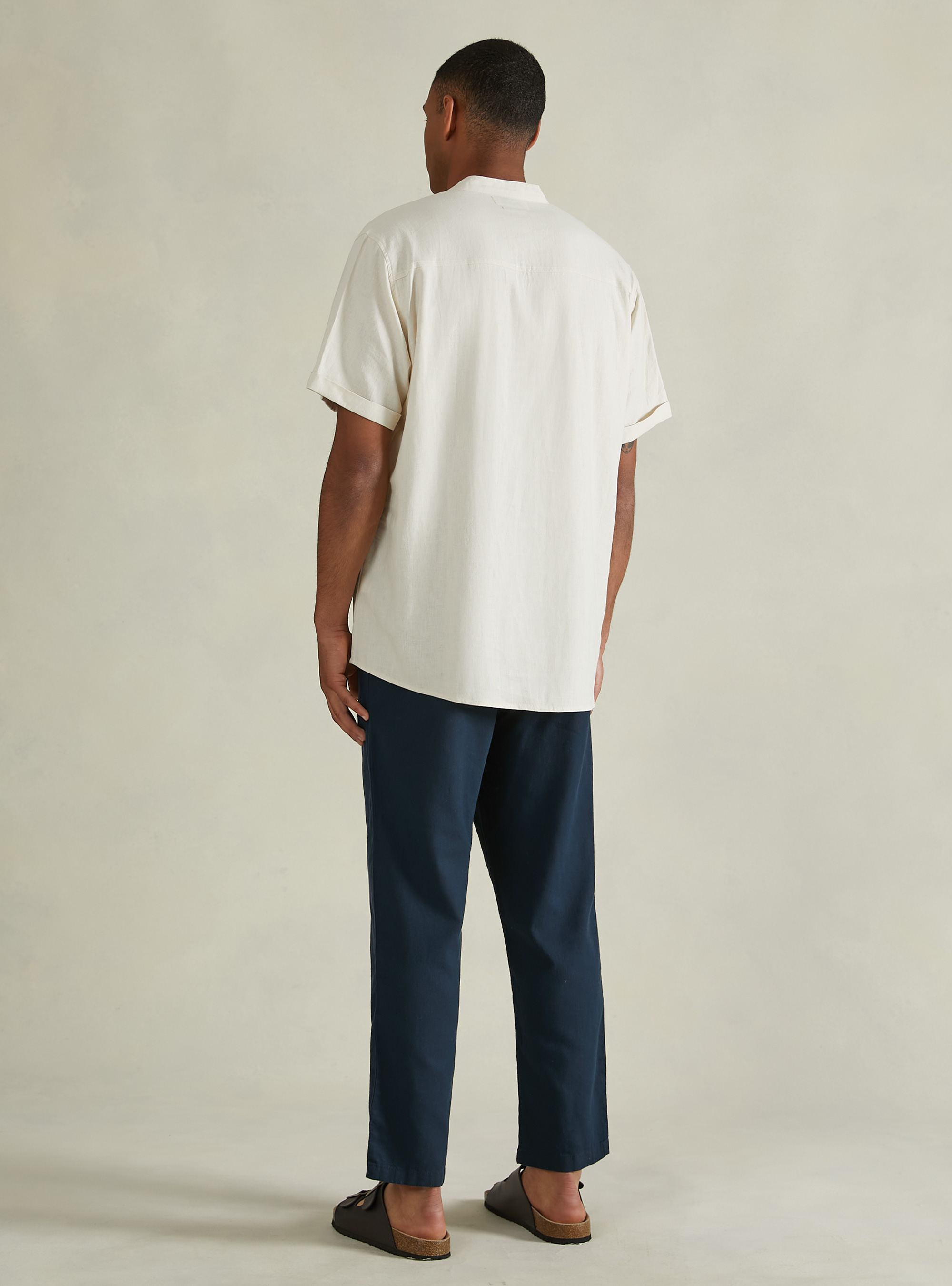 Linen-blend trousers with drawstring waist, NA2 NAVY MEDIUM