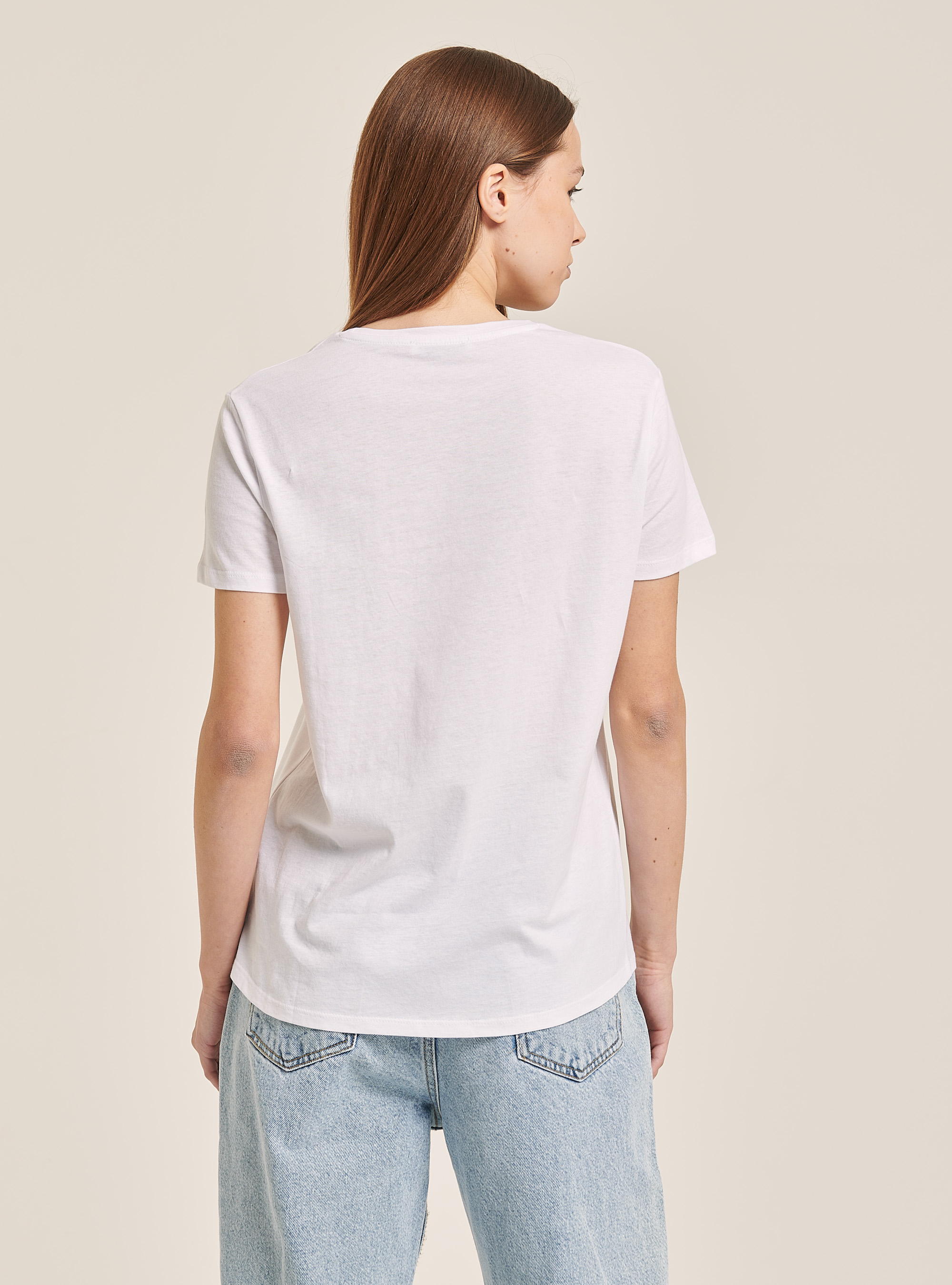 Crew-neck T-shirt with ice cream print, WHITE