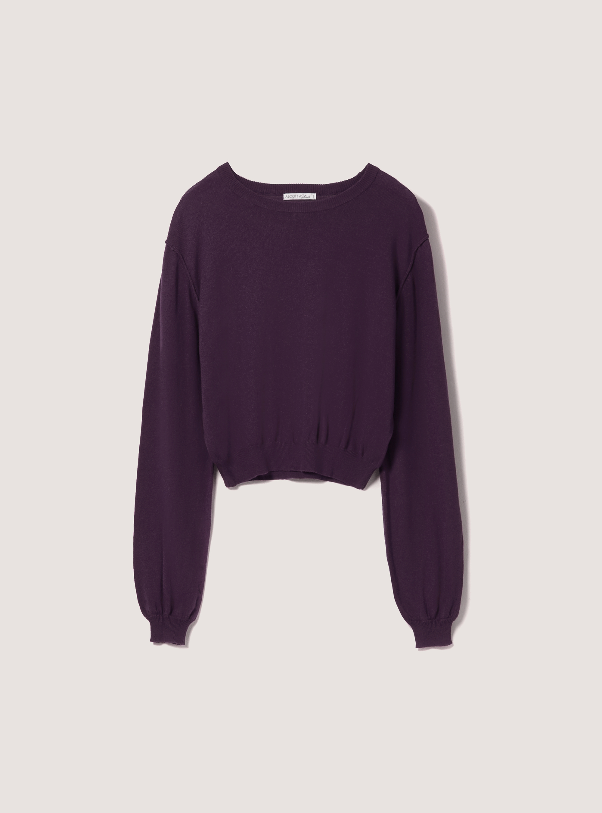Cropped pullover with puff sleeves, PURPLE