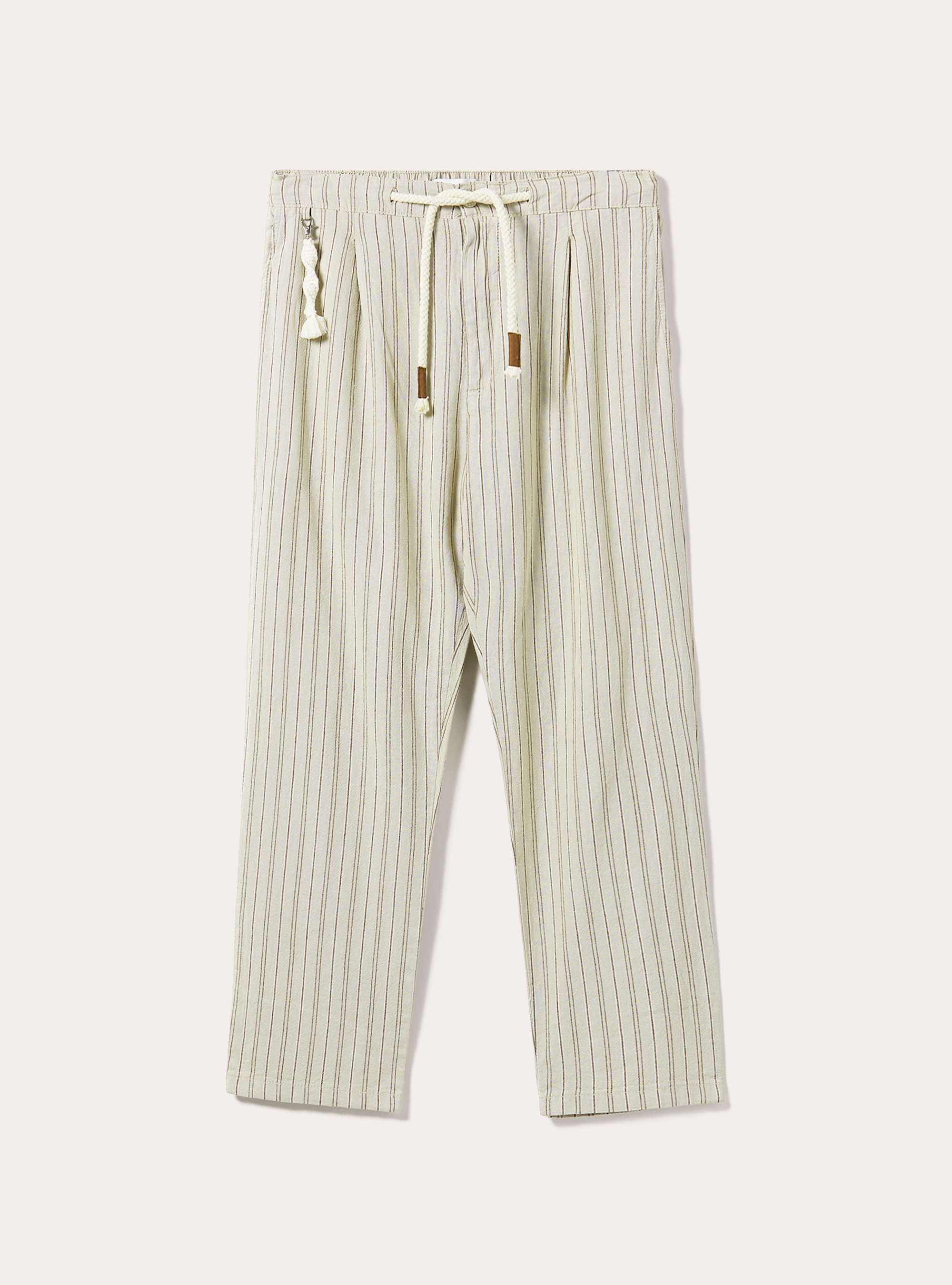 Gestreifte Jogginghose aus einer Leinenmischung, BG2 BEIGE MEDIUM