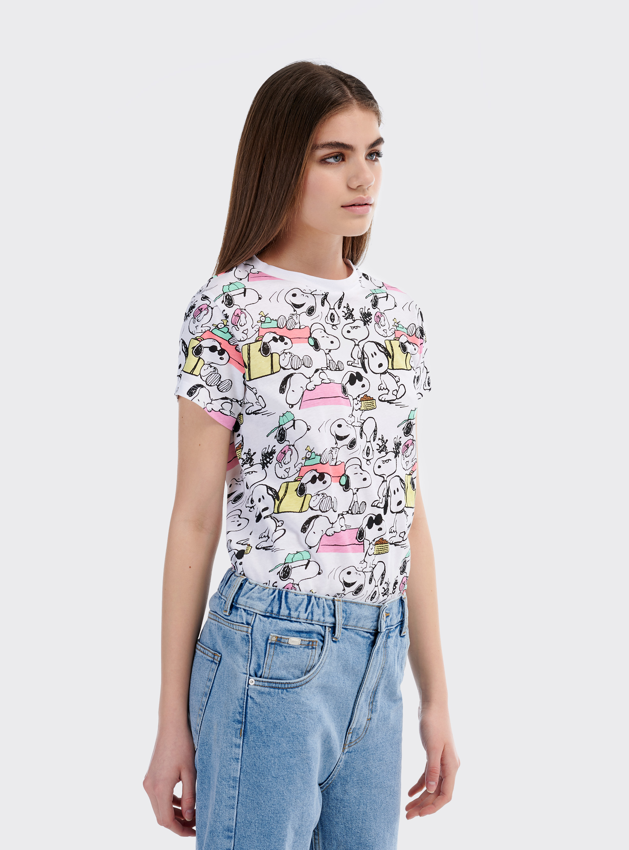 Maglietta Snoopy x Alcott stampa allover, BIANCO