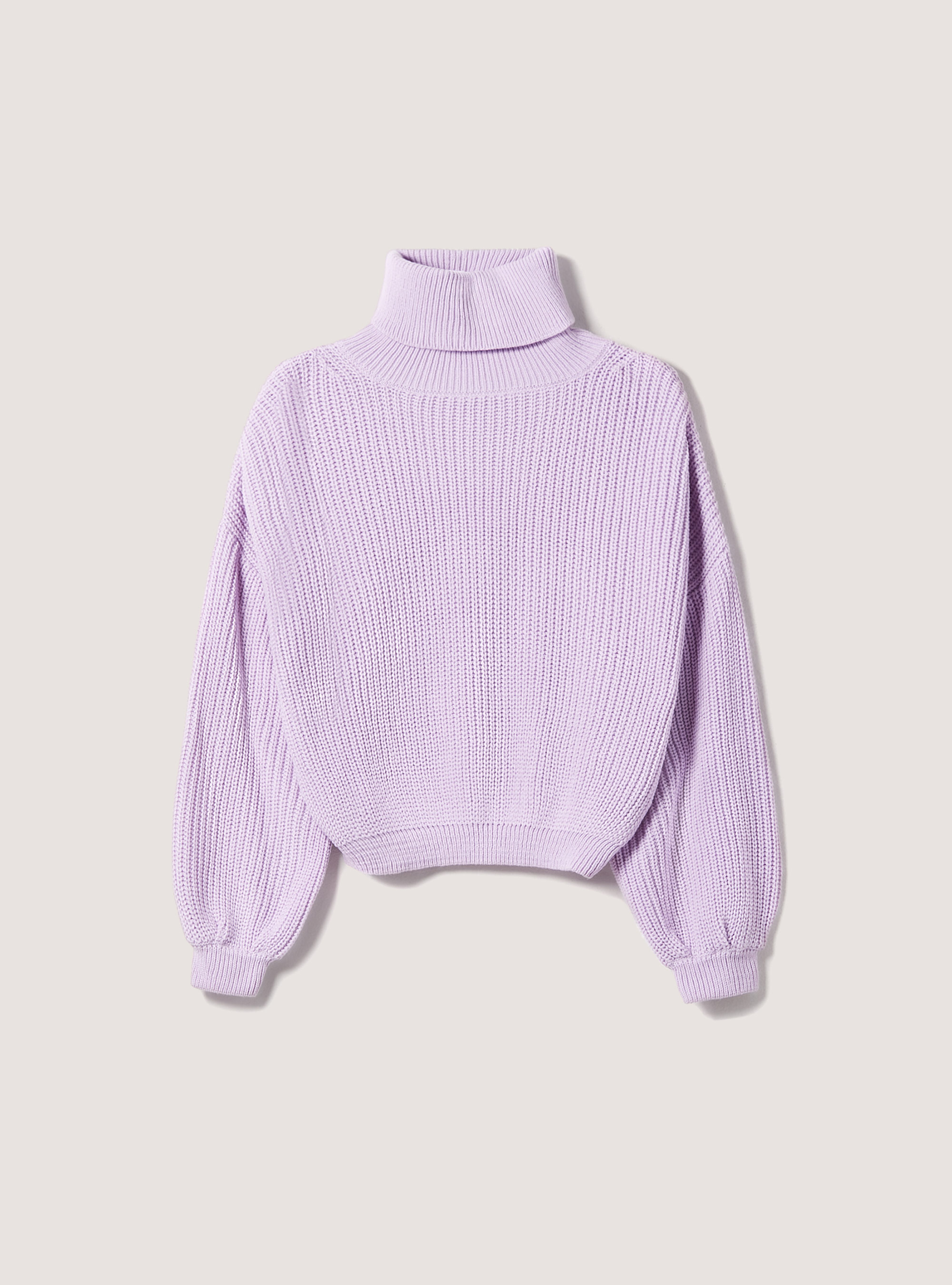 Pullover costa inglese a collo alto comfort fit, C3303 LILLAC