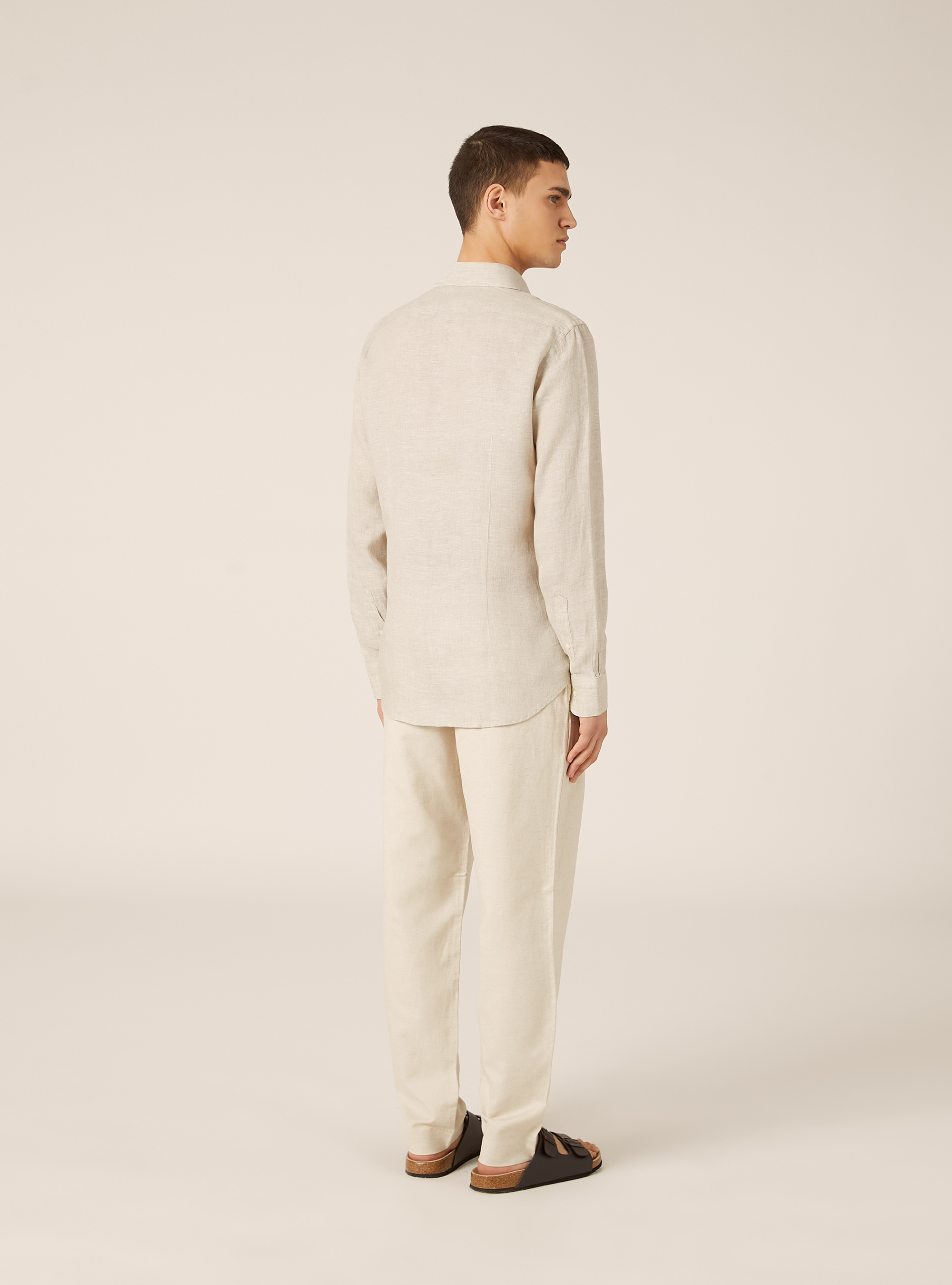 Camicia basica in lino, MSA2 SAND MEL MEDIUM