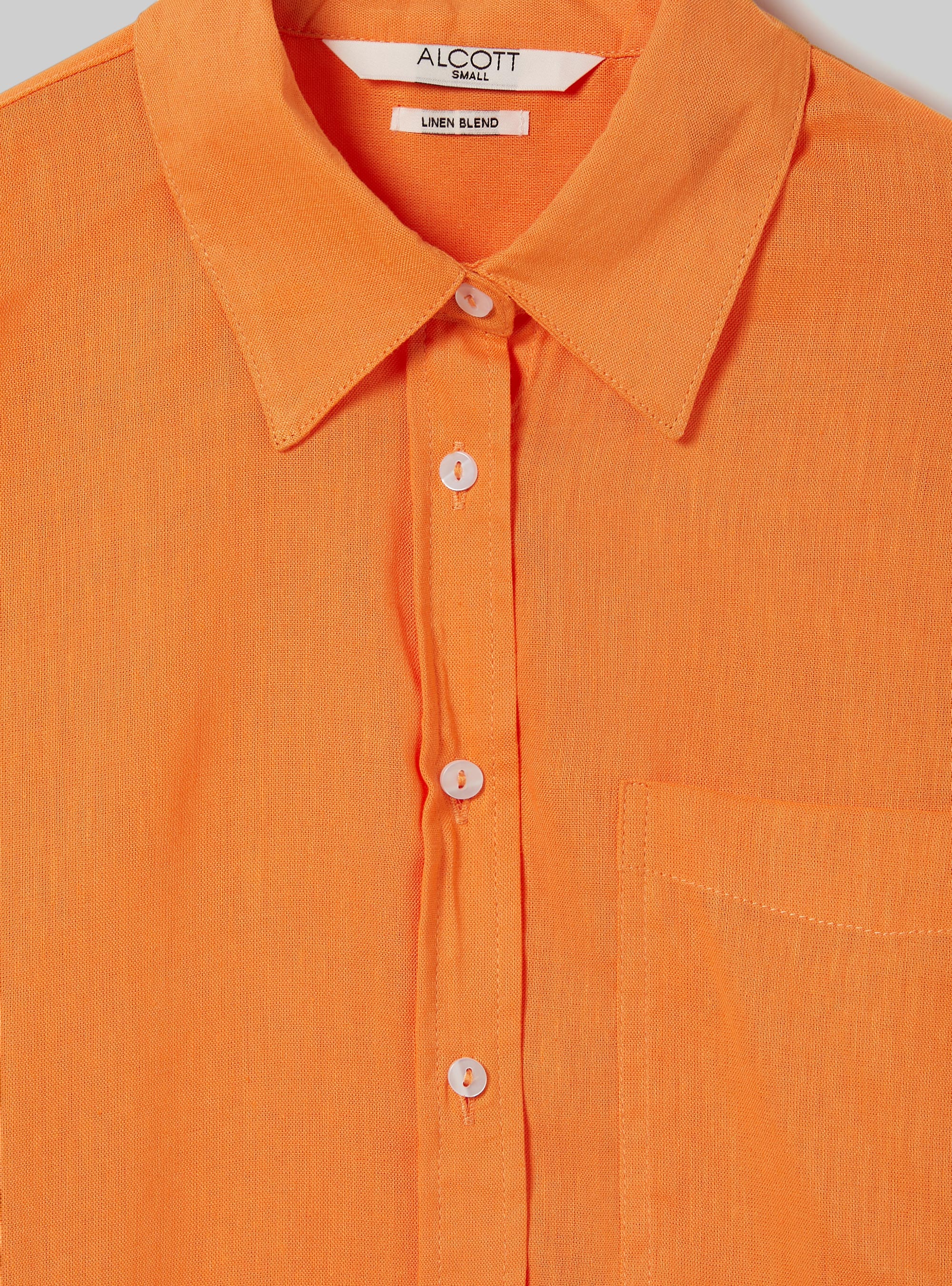 Linen blend shirt with breast pocket, OR3 ORANGE LIGHT