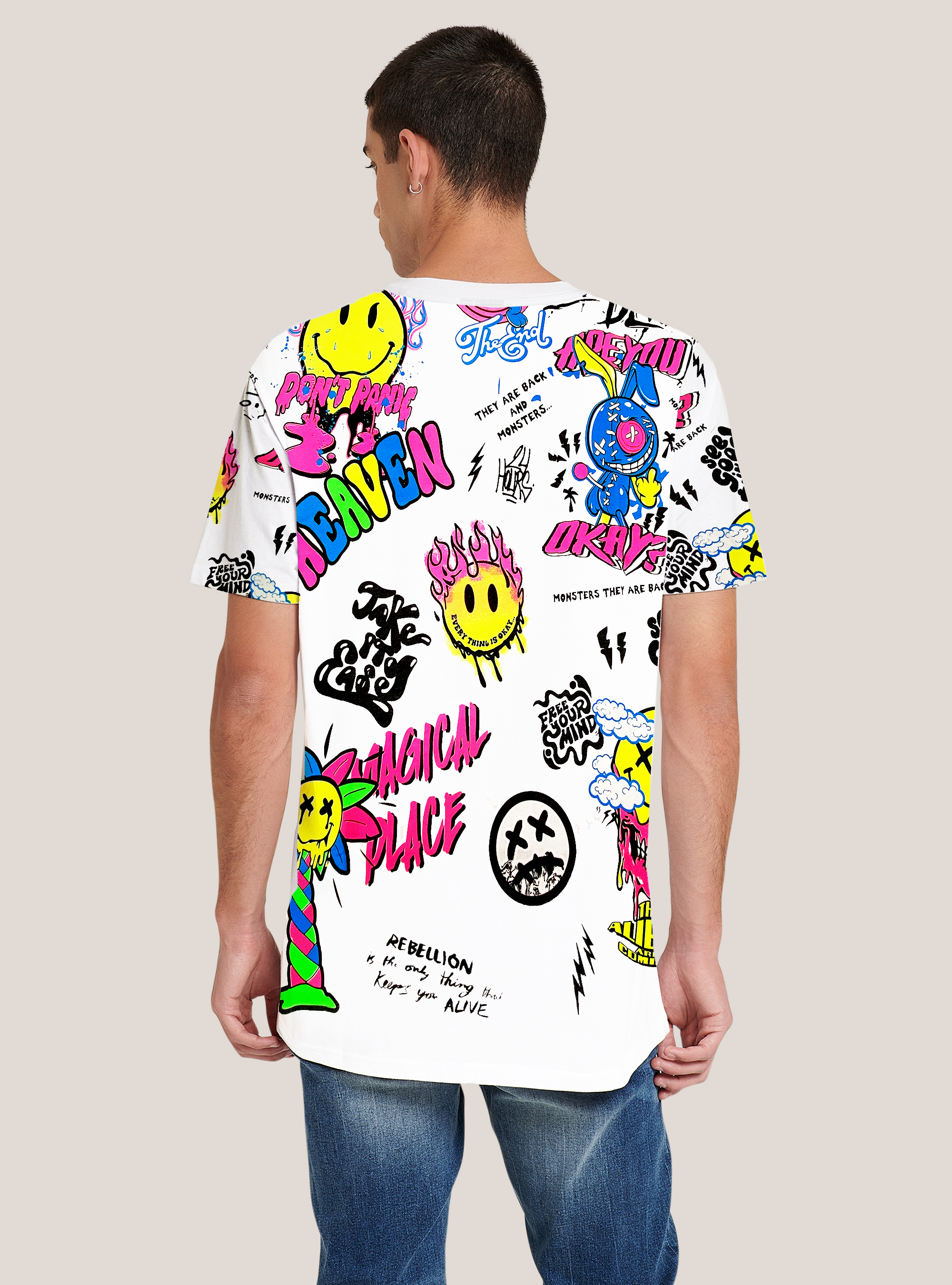 T-shirt with all over ''Smile Collection'' print, WH2 WHITE