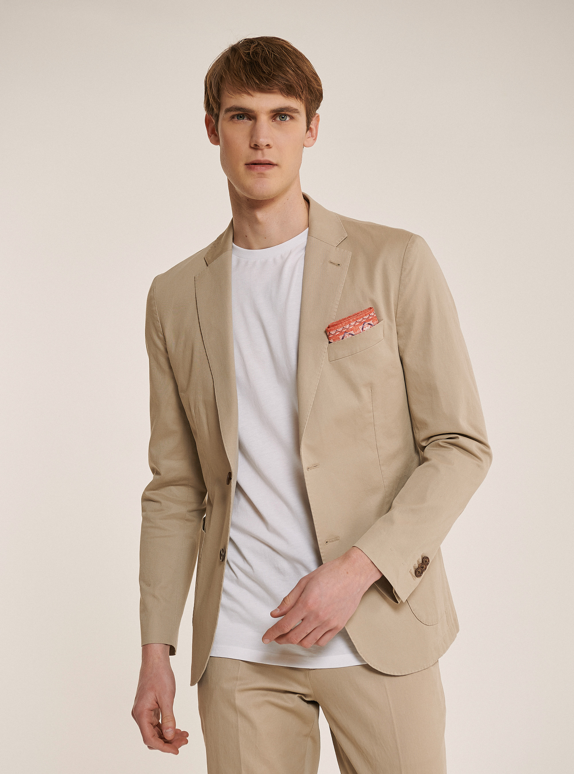 Giacca in misto lino con tasca a toppa, SAND