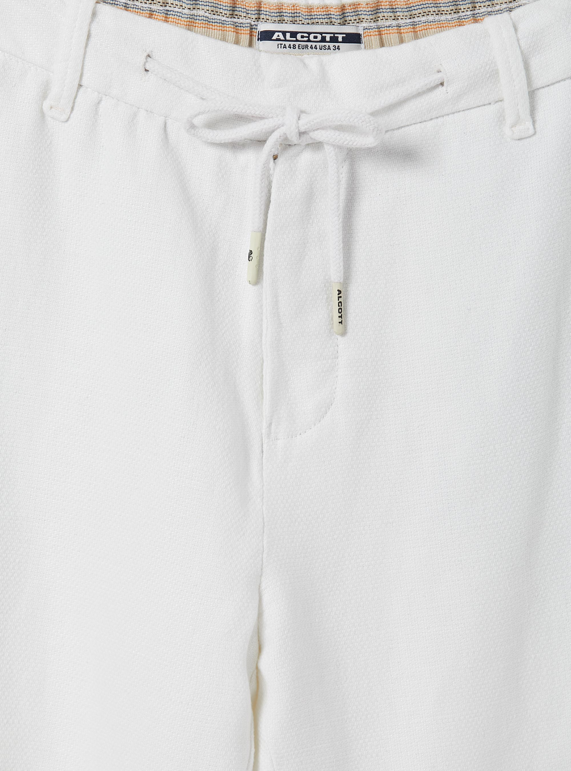 Linen-blend bermuda shorts with drawstring waist, WH1 OFF WHITE