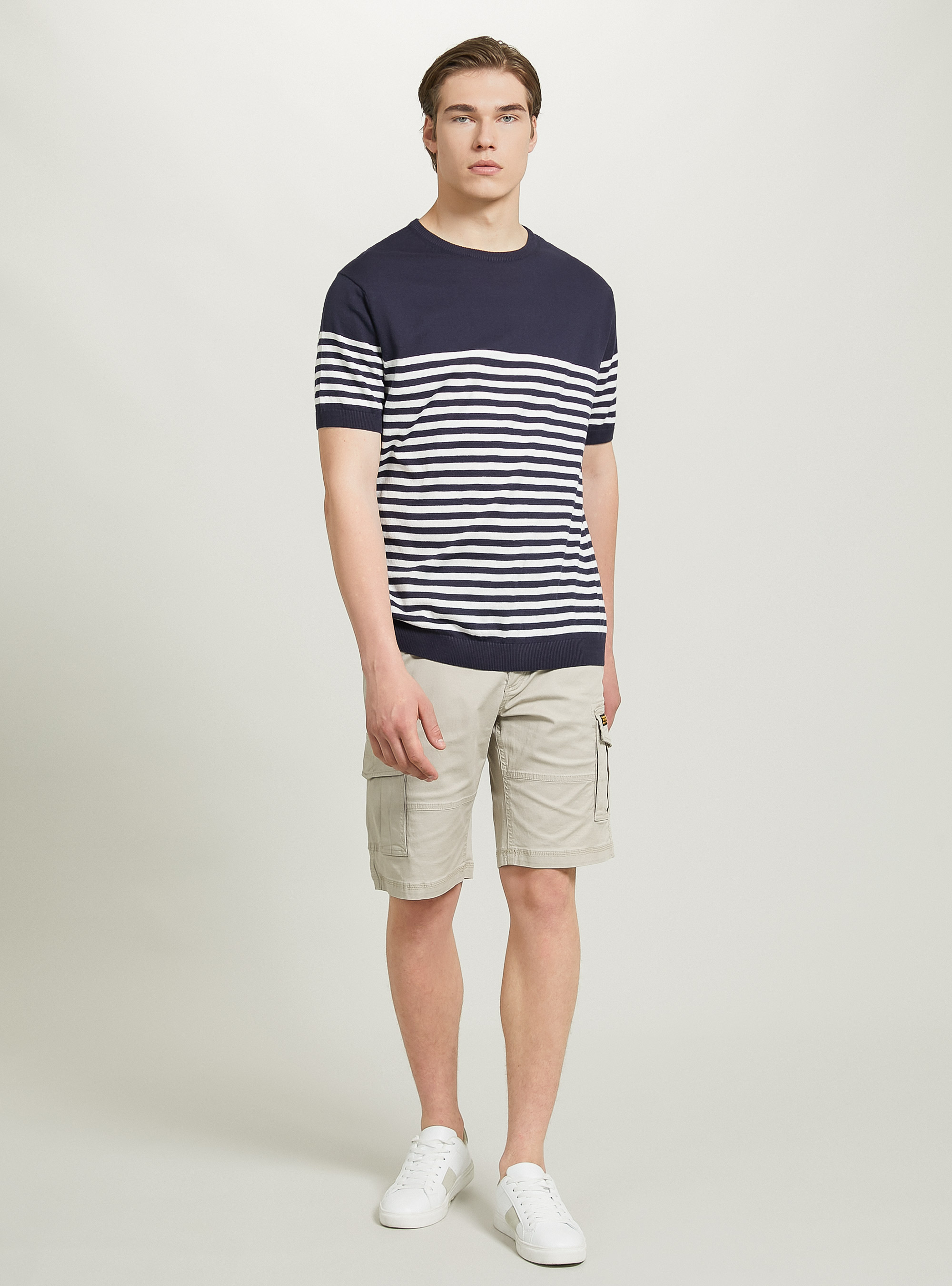 Short-sleeved cotton pullover, MULTICOLOR