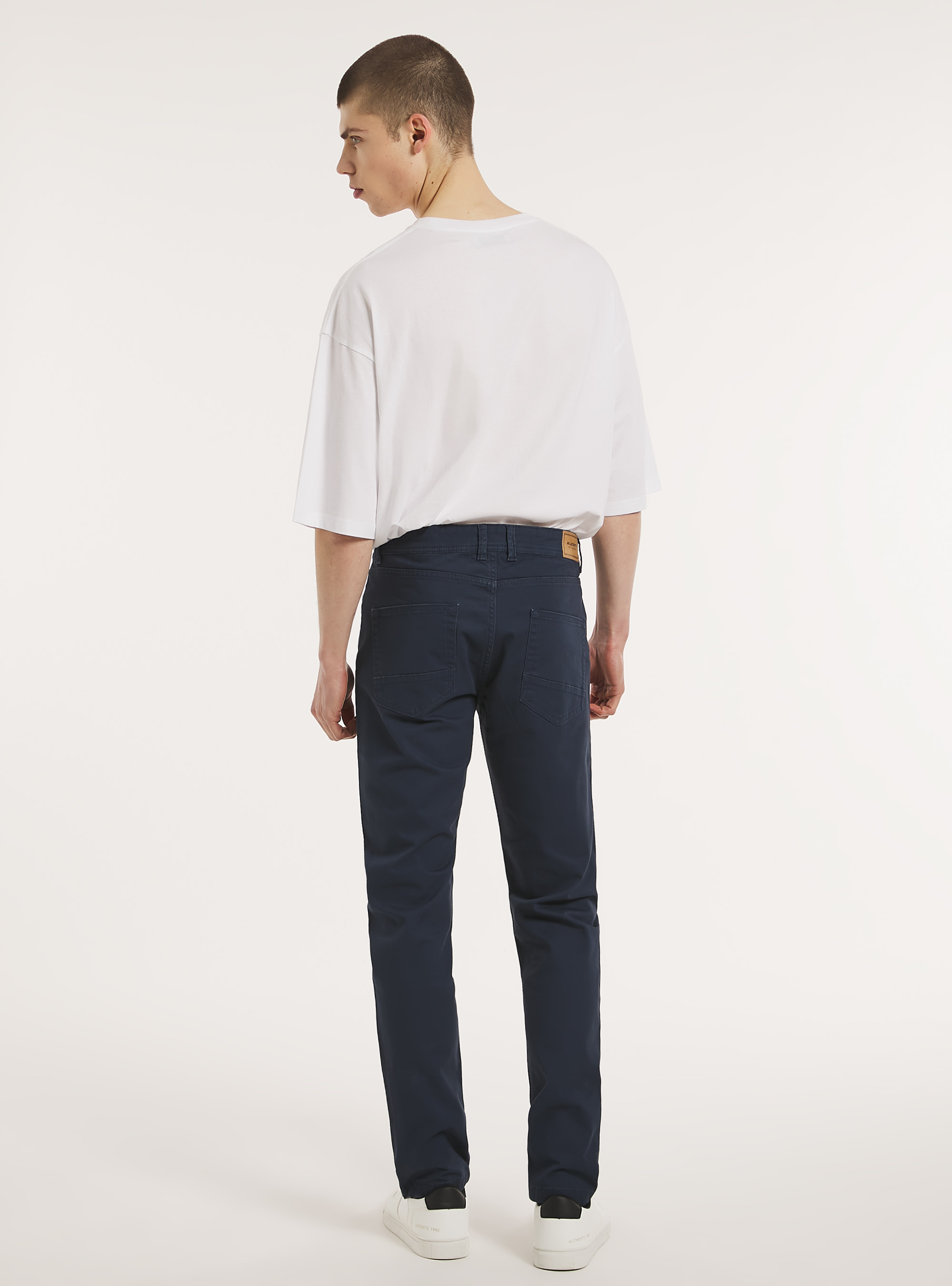 Pantaloni skinny fit in cotone, BL1 BLUE DARK