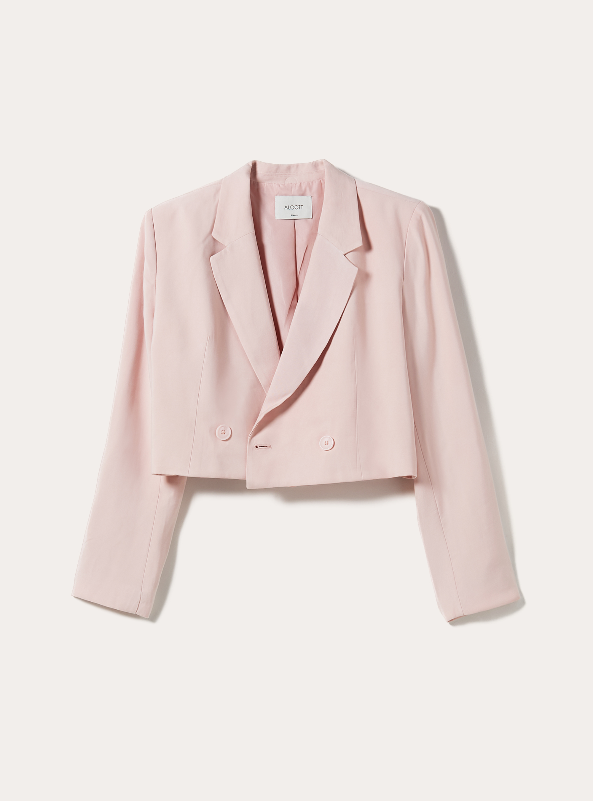 Double breasted soft touch cropped blazer, PK1 PINK DARK