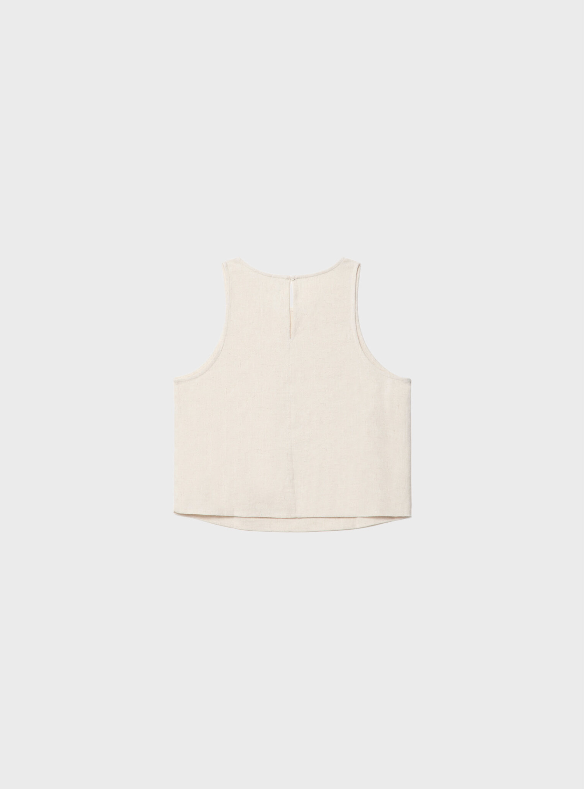Linen blend cropped tank top, BG3 BEIGE LIGHT