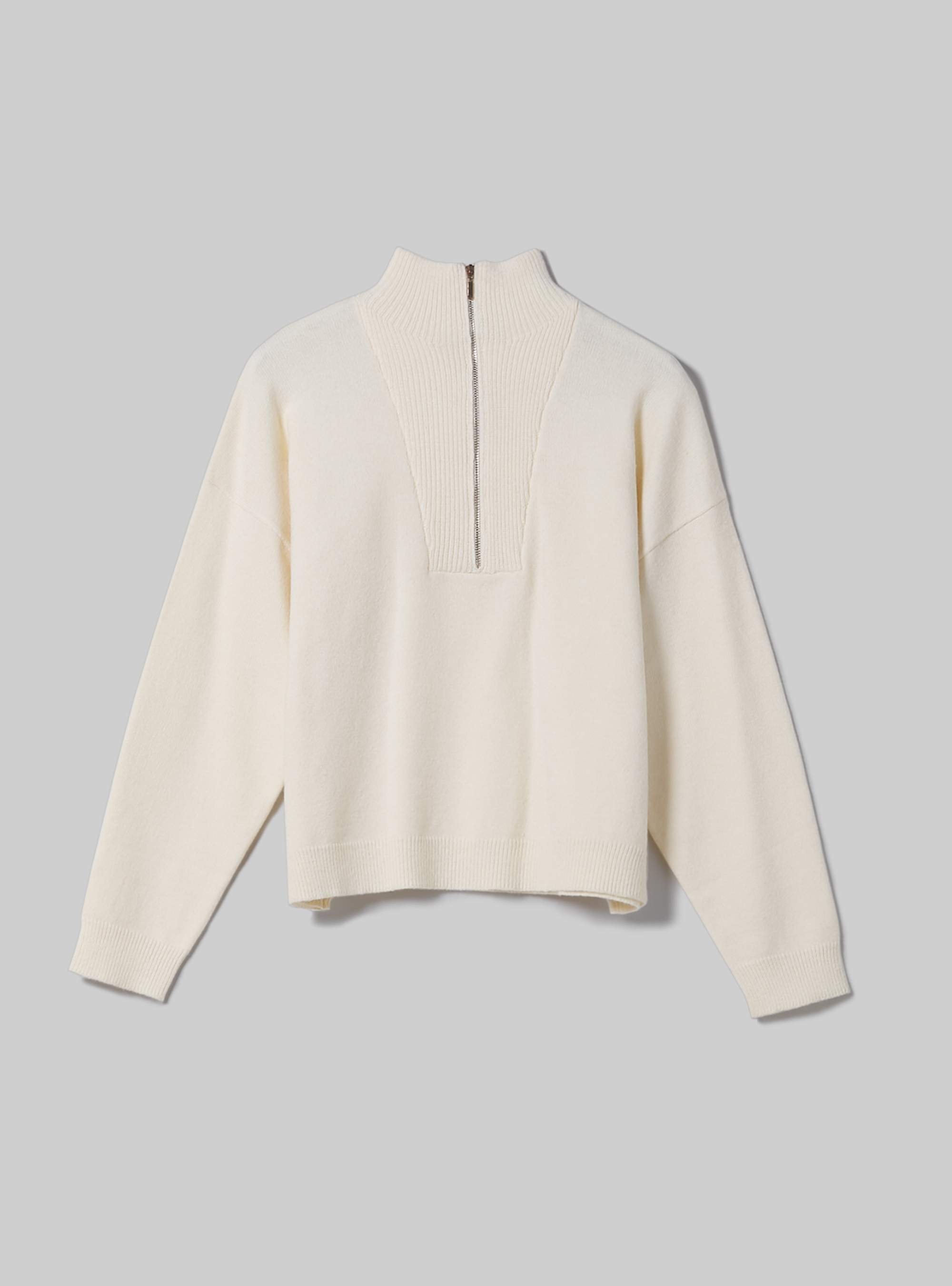 Half-neck pullover with zip, WH1 OFF WHITE
