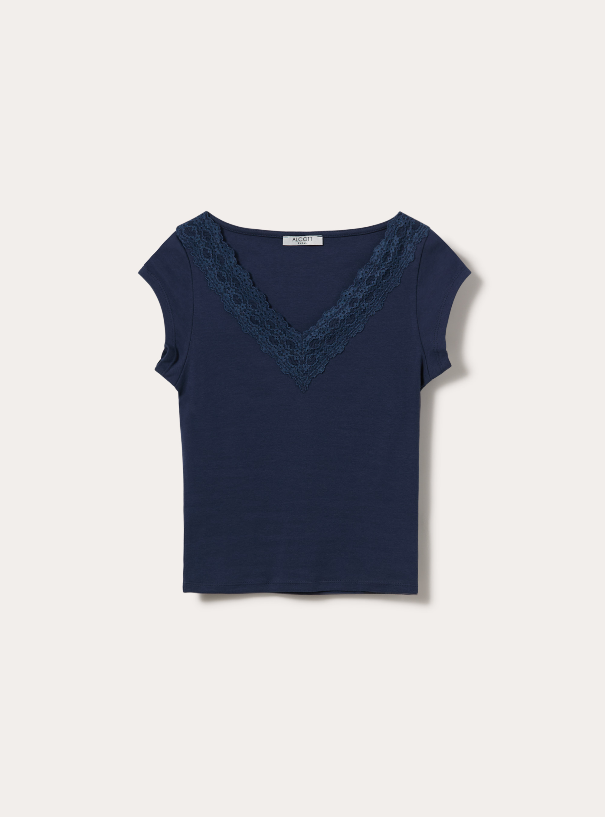 T-shirt con scollo a v in pizzo, NA2 NAVY MEDIUM