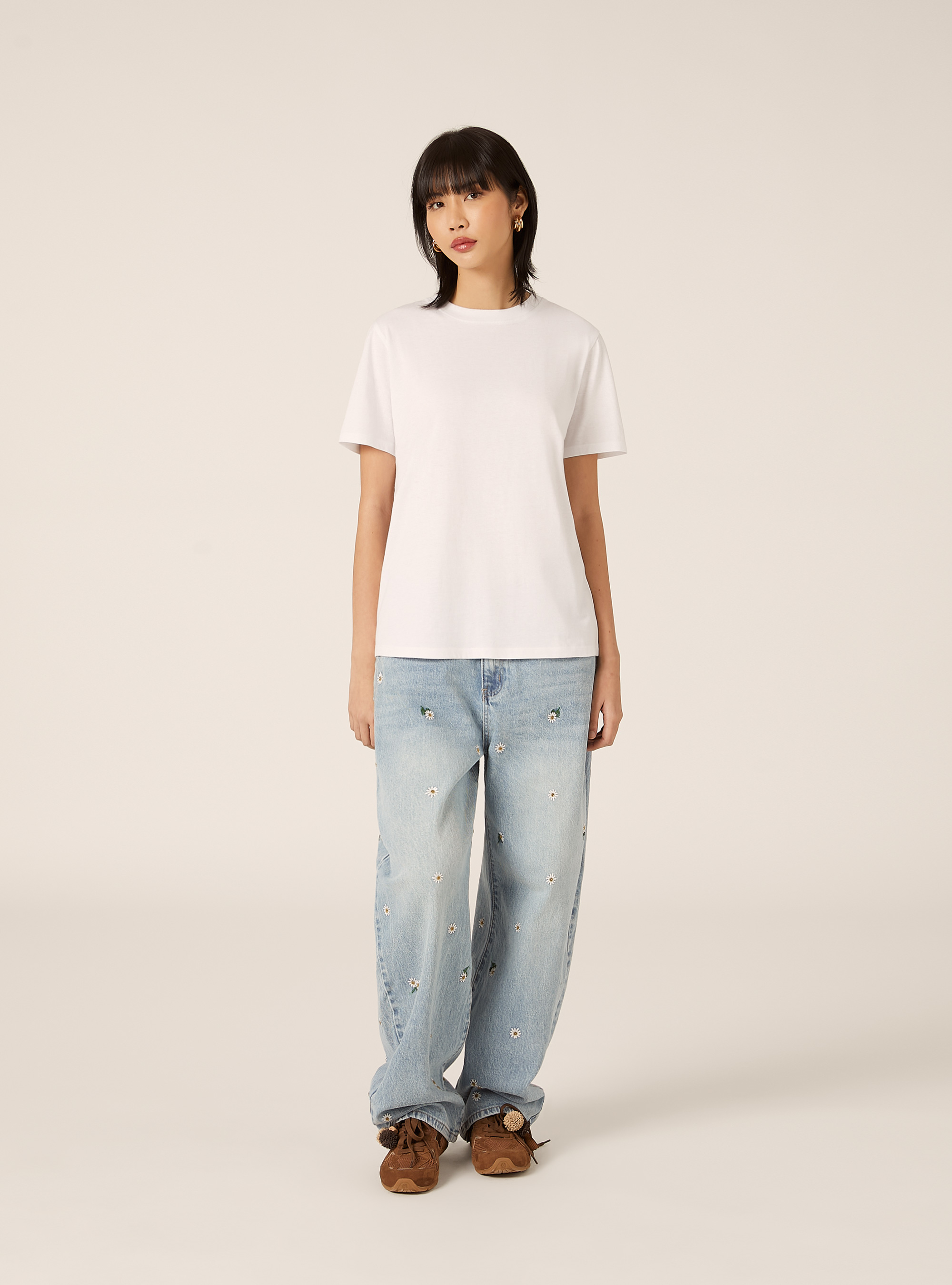 Cotton crew neck T-shirt, WH3 WHITE