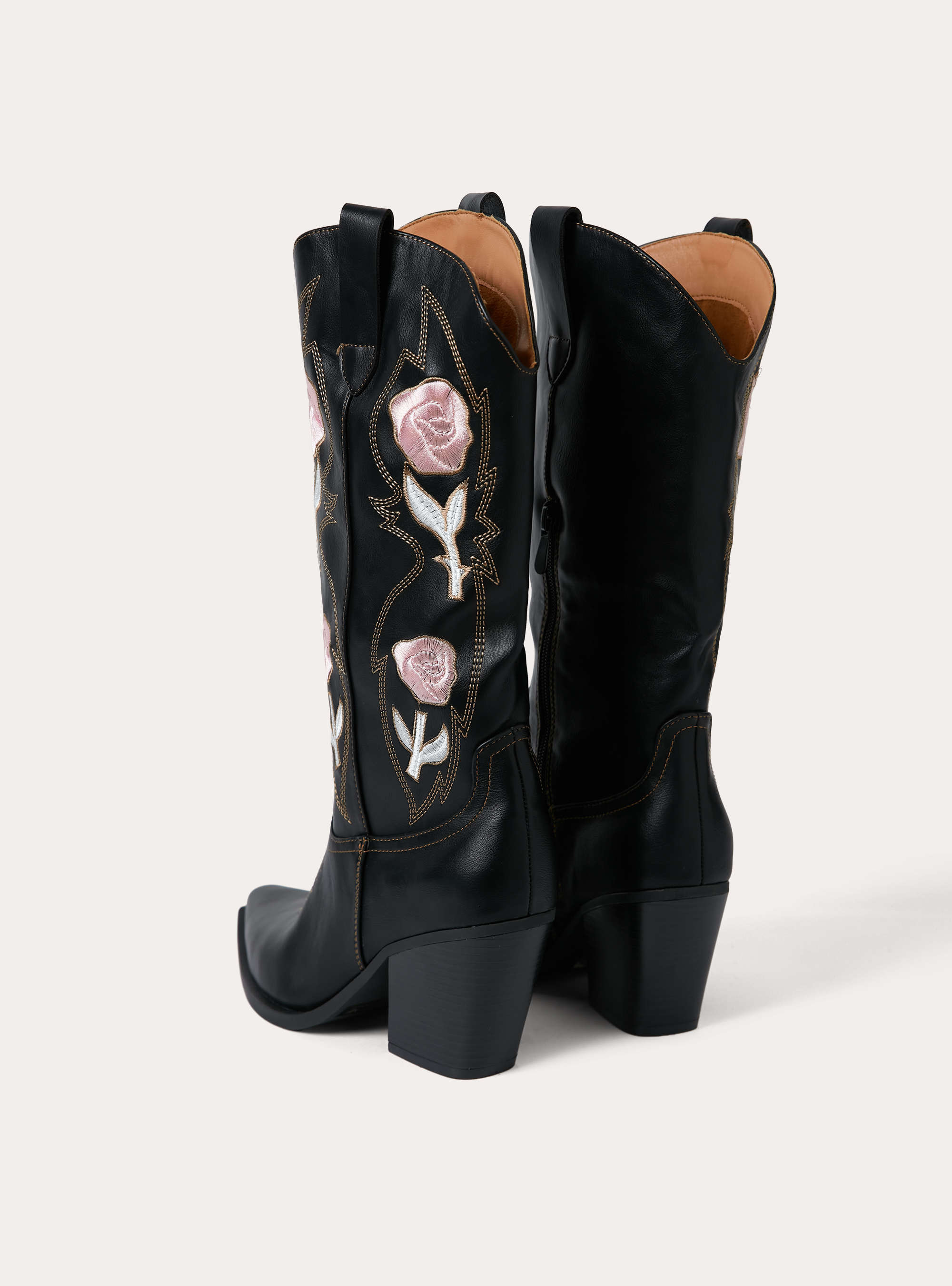 Stivali camperos con rose, BK1 BLACK