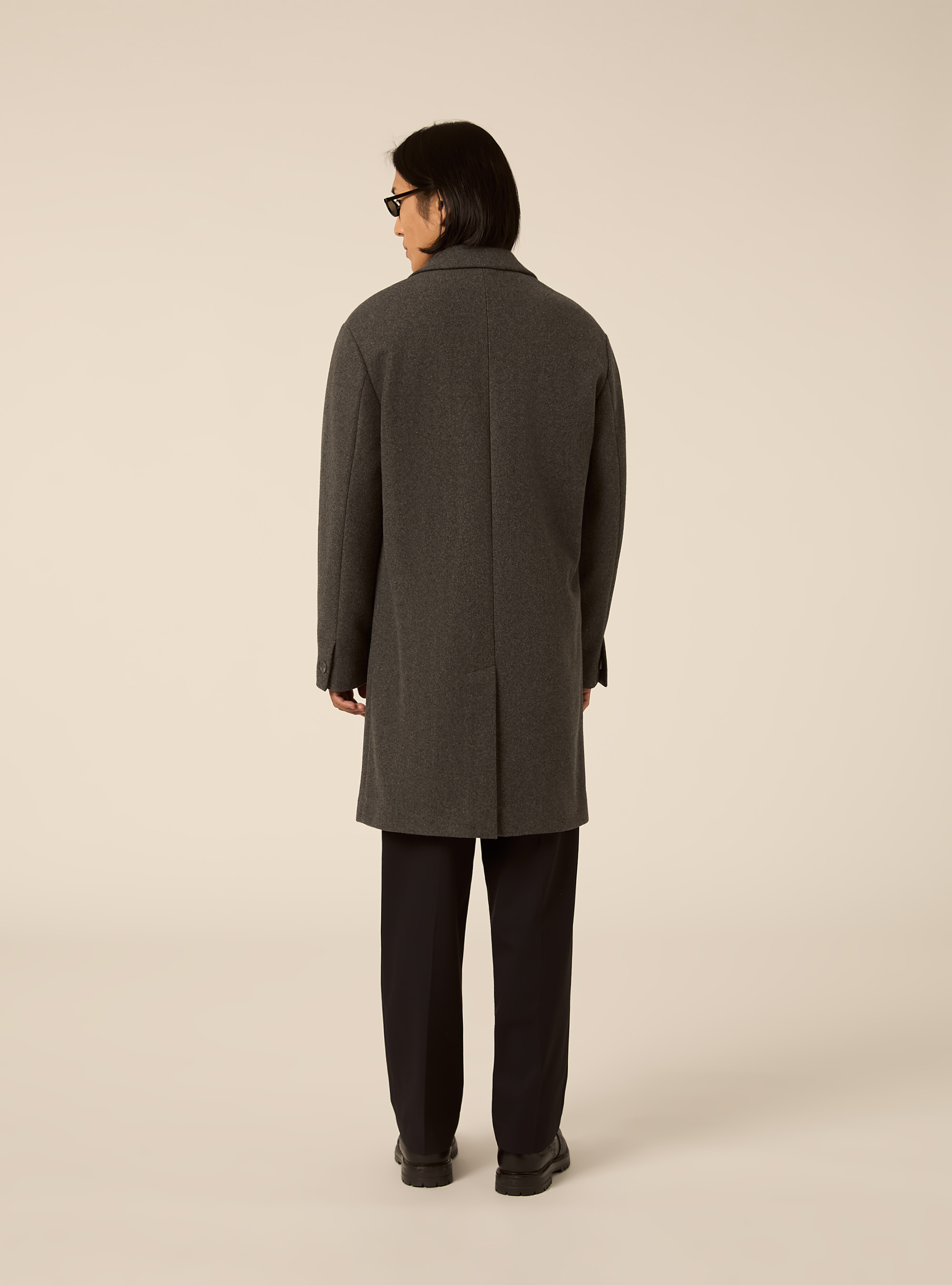 Unlined single breasted coat with lapels, MGY1 GREY MEL DARK