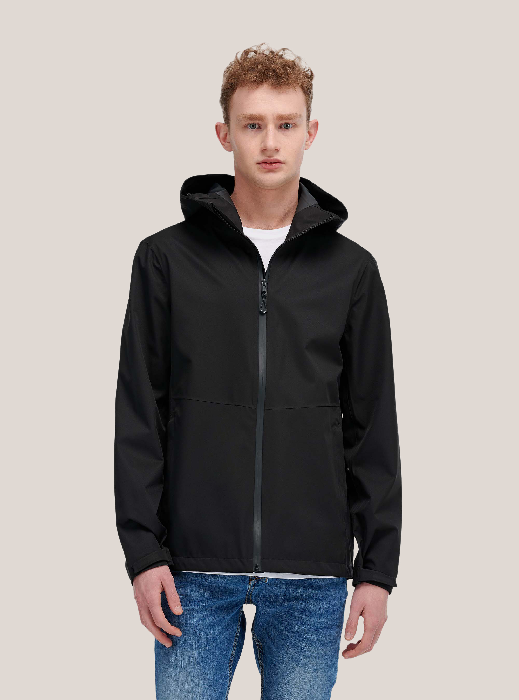 Slim fit jacket in technical fabric, BLACK