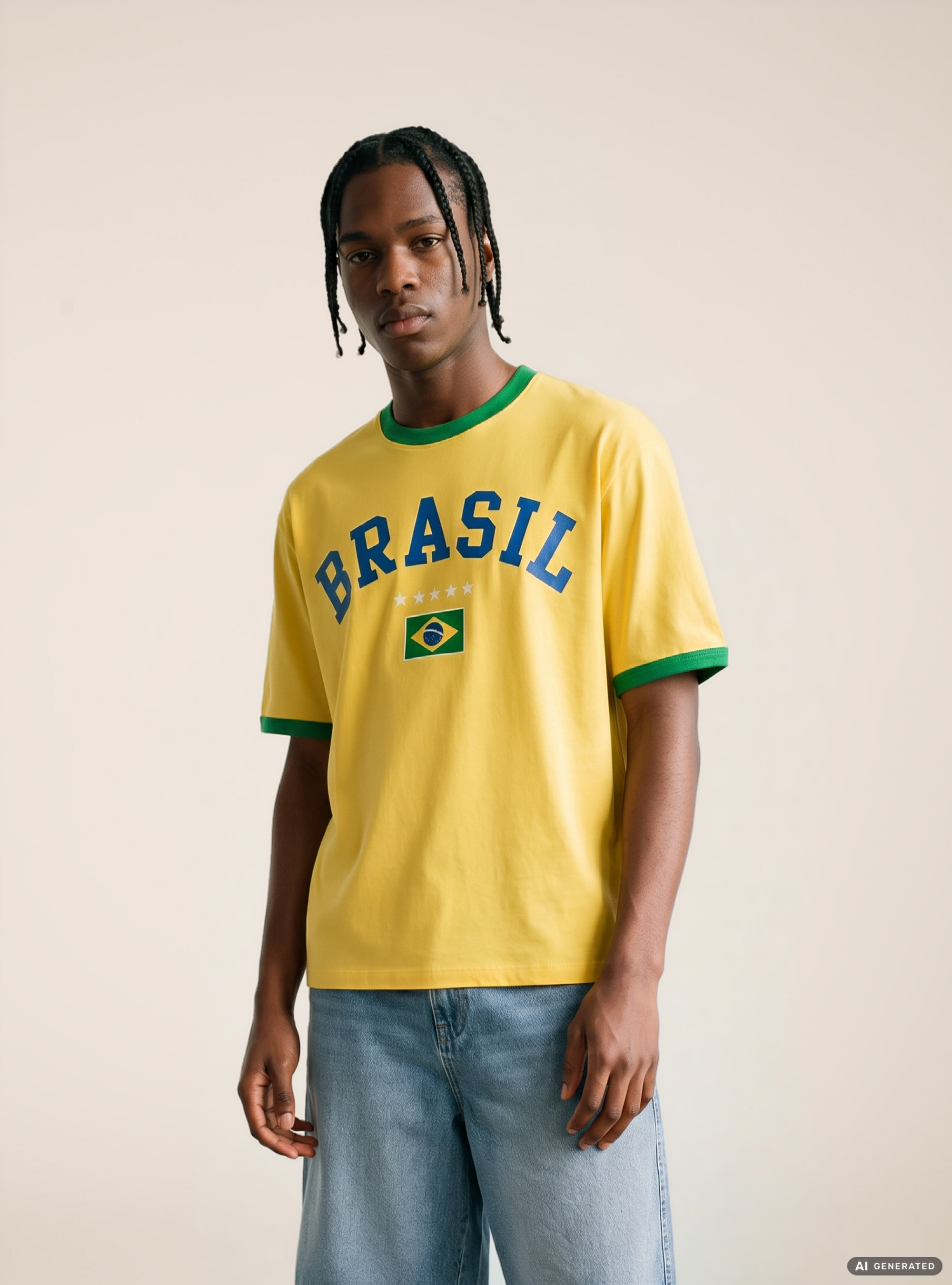 T-Shirt Ringer Coupe Regular avec Imprim&eacute; Graphique National, YE2 YELLOW MEDIUM