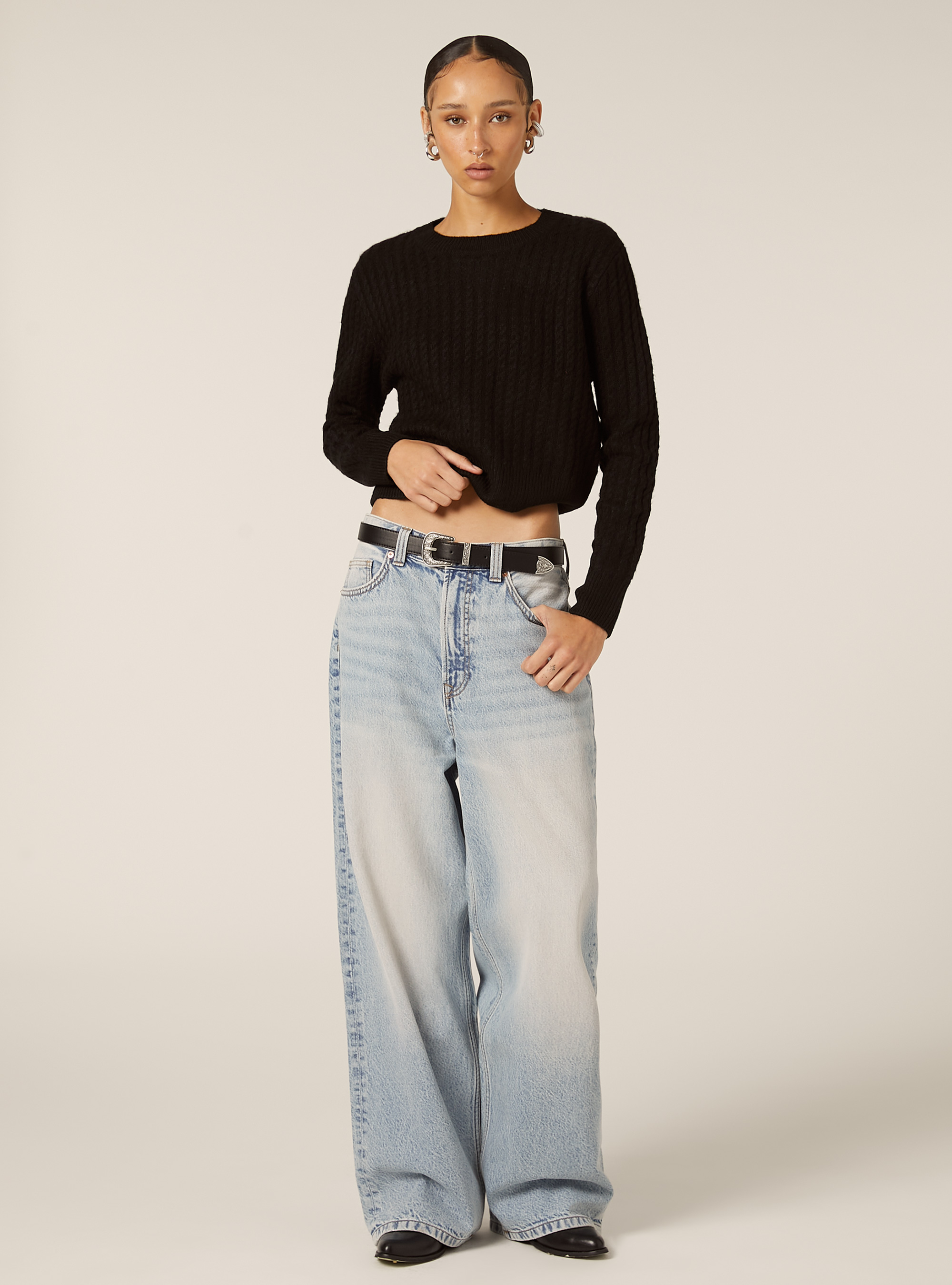 Maglia a trecce, BK1 BLACK