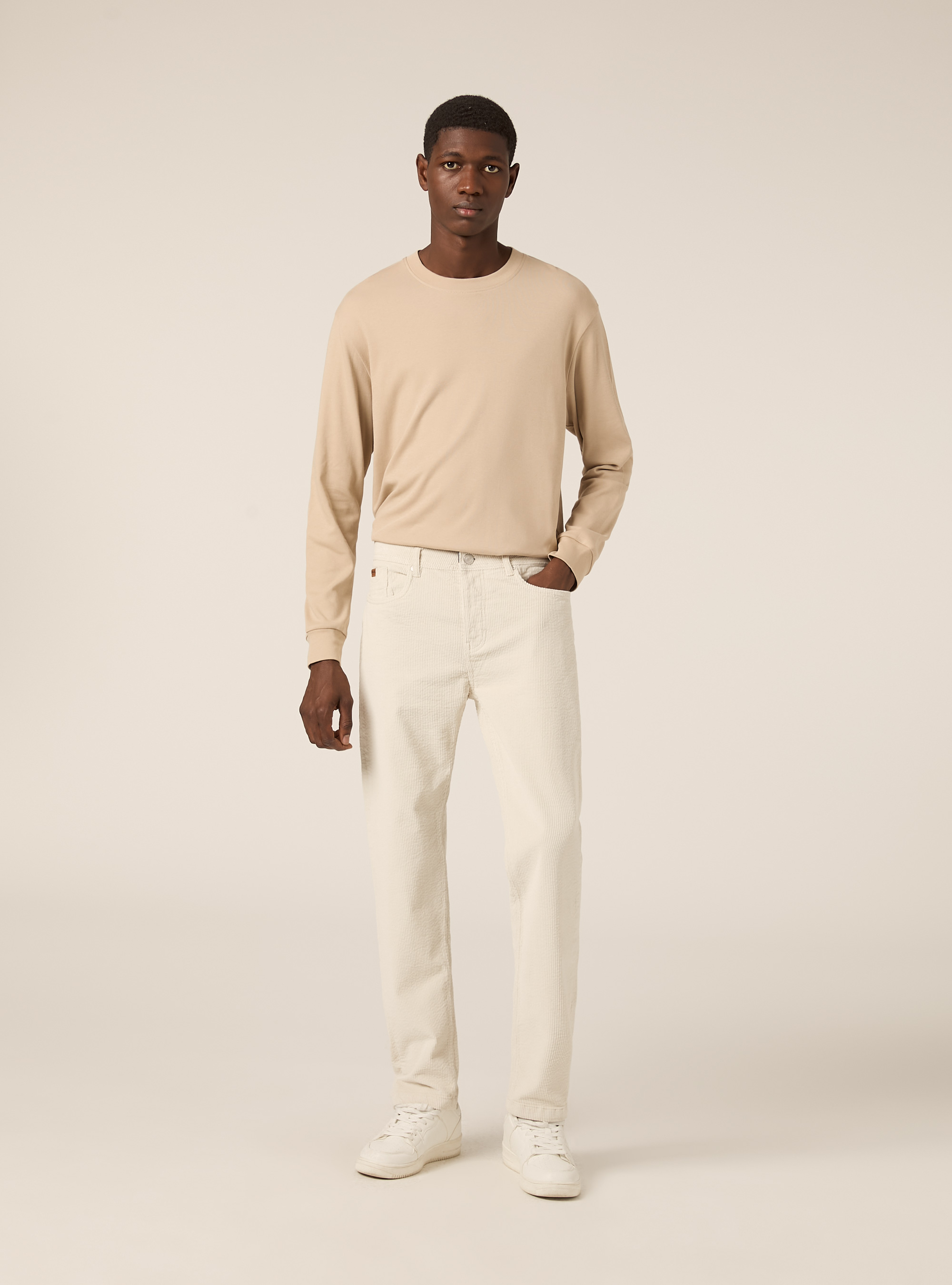 Pantalones pitillo de pana acanalada, WH1 OFF WHITE